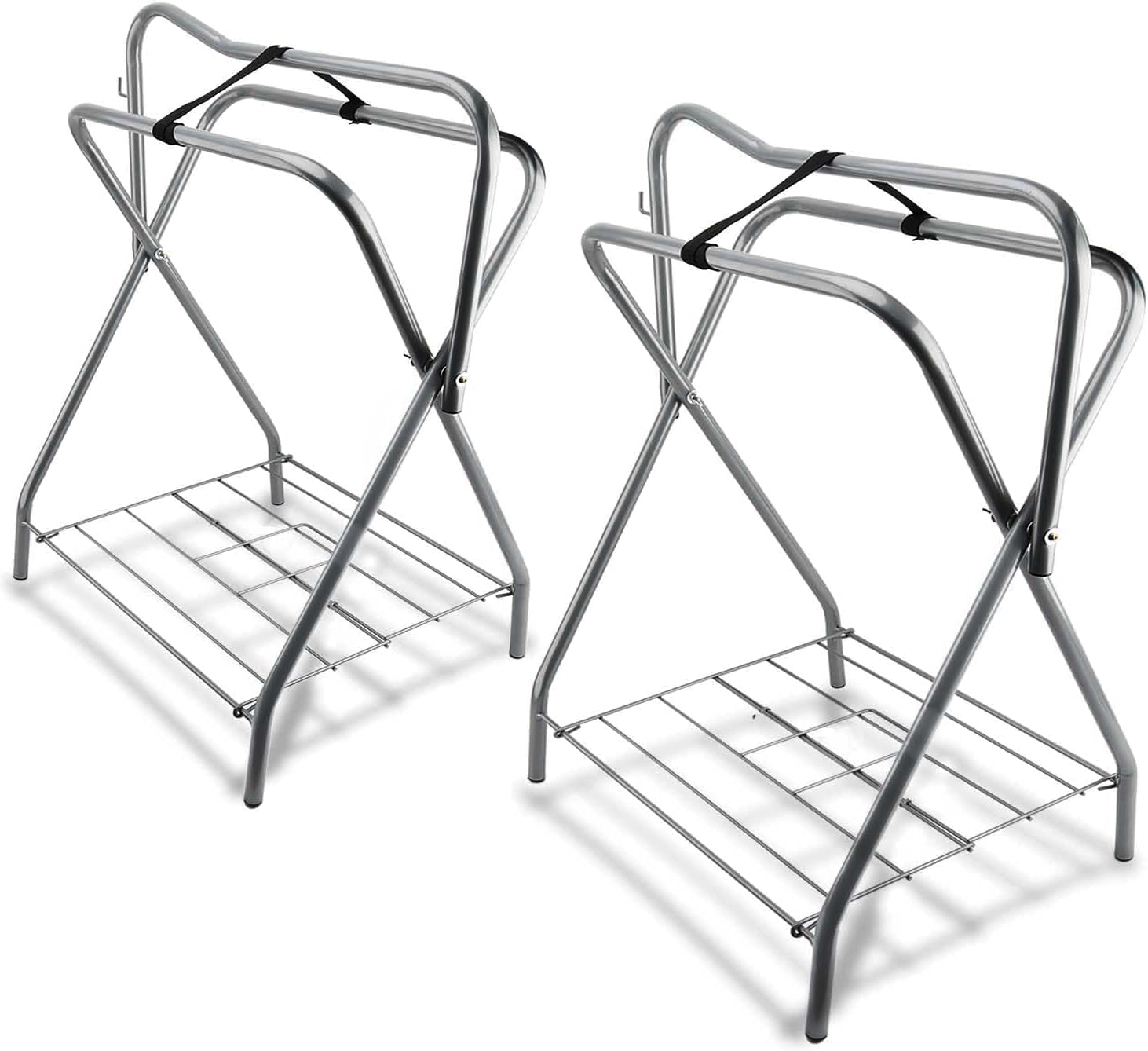 Hdyegy 2 Pack Portable Folding Horse Saddle Stand For English & Western Saddles, 28' L X 19' W X 37.5' H, Silver