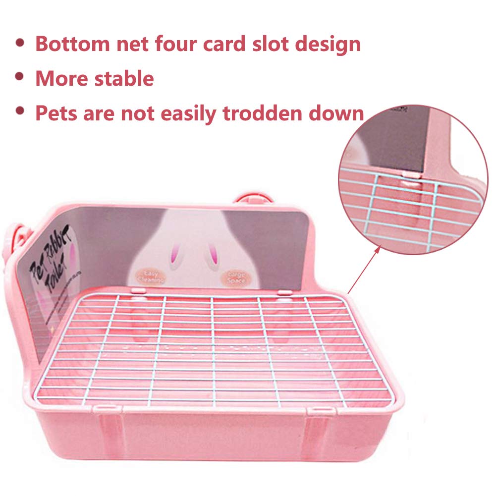 Bunny Litter Box With Grate, Rabbit Corner Litter Pan, Pet Toilet Potty Trainer With Scoop & Disposable Liner For Guinea Pig Ferrets Chinchilla
