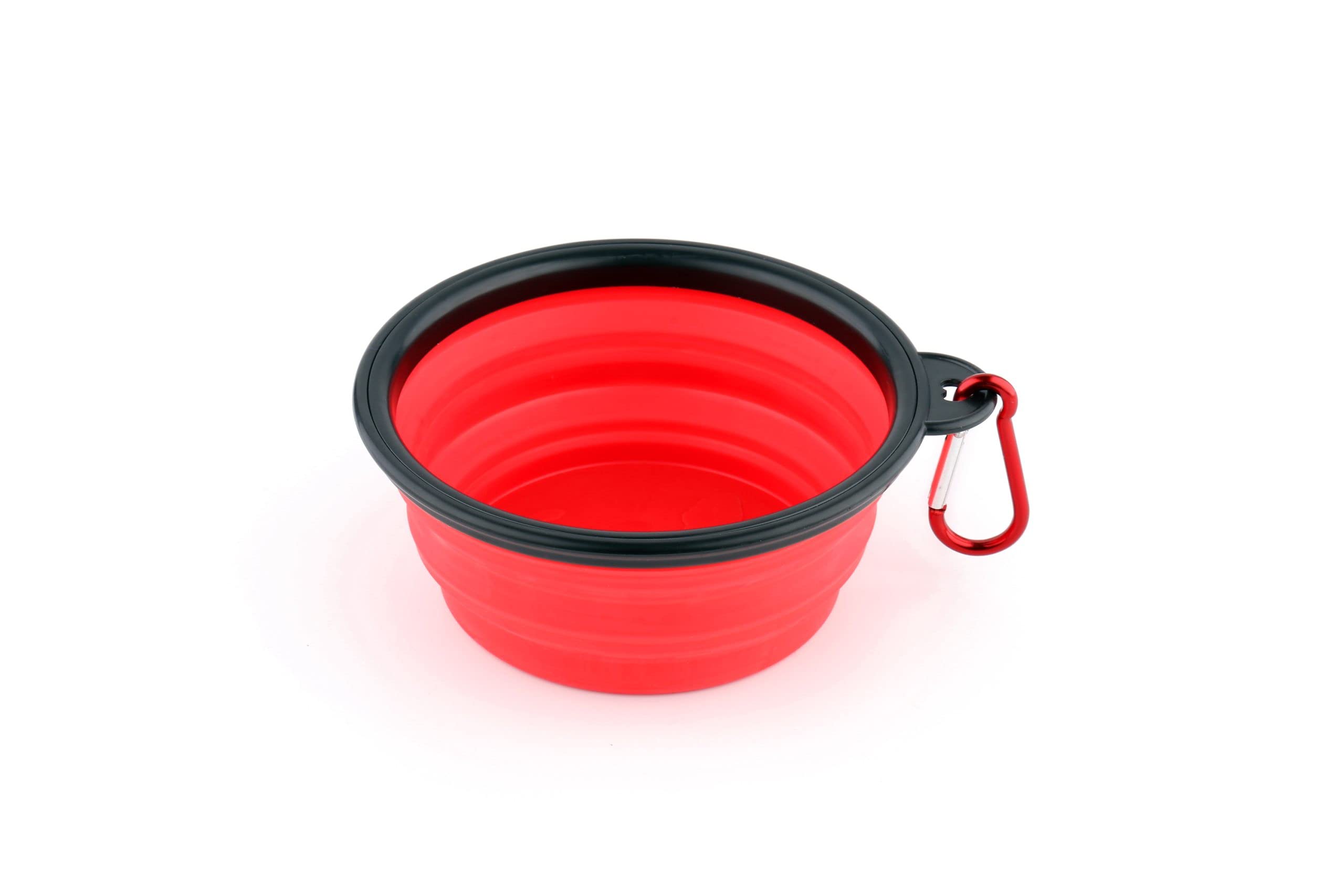 Hank Pet Travel Bowl | Portable Travel Dog Bowl  Foldable  Expandable  Collapsible Silicone Dog Cat Bowls With Free Hook (Red