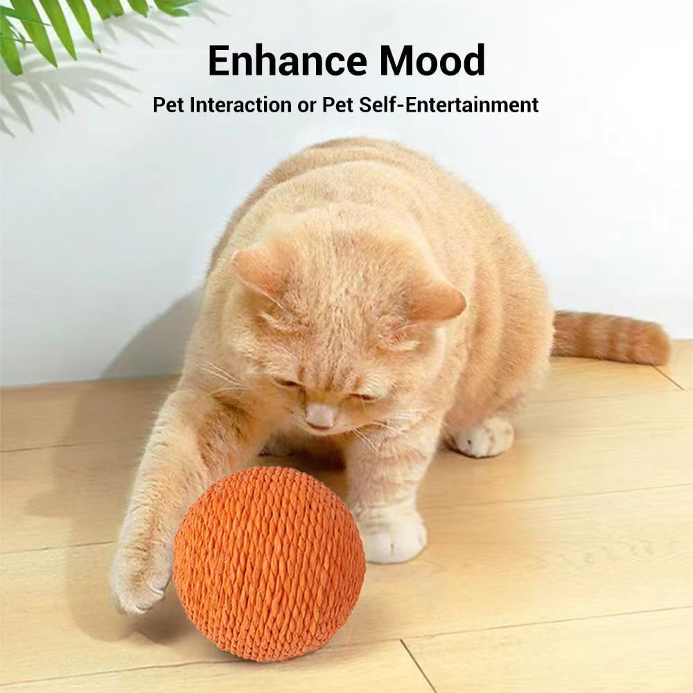 Silvewillo Extra Large 4-Inch Cotton Yarn Fluffy Soft Scratch Cat Ball Toy (Blue)