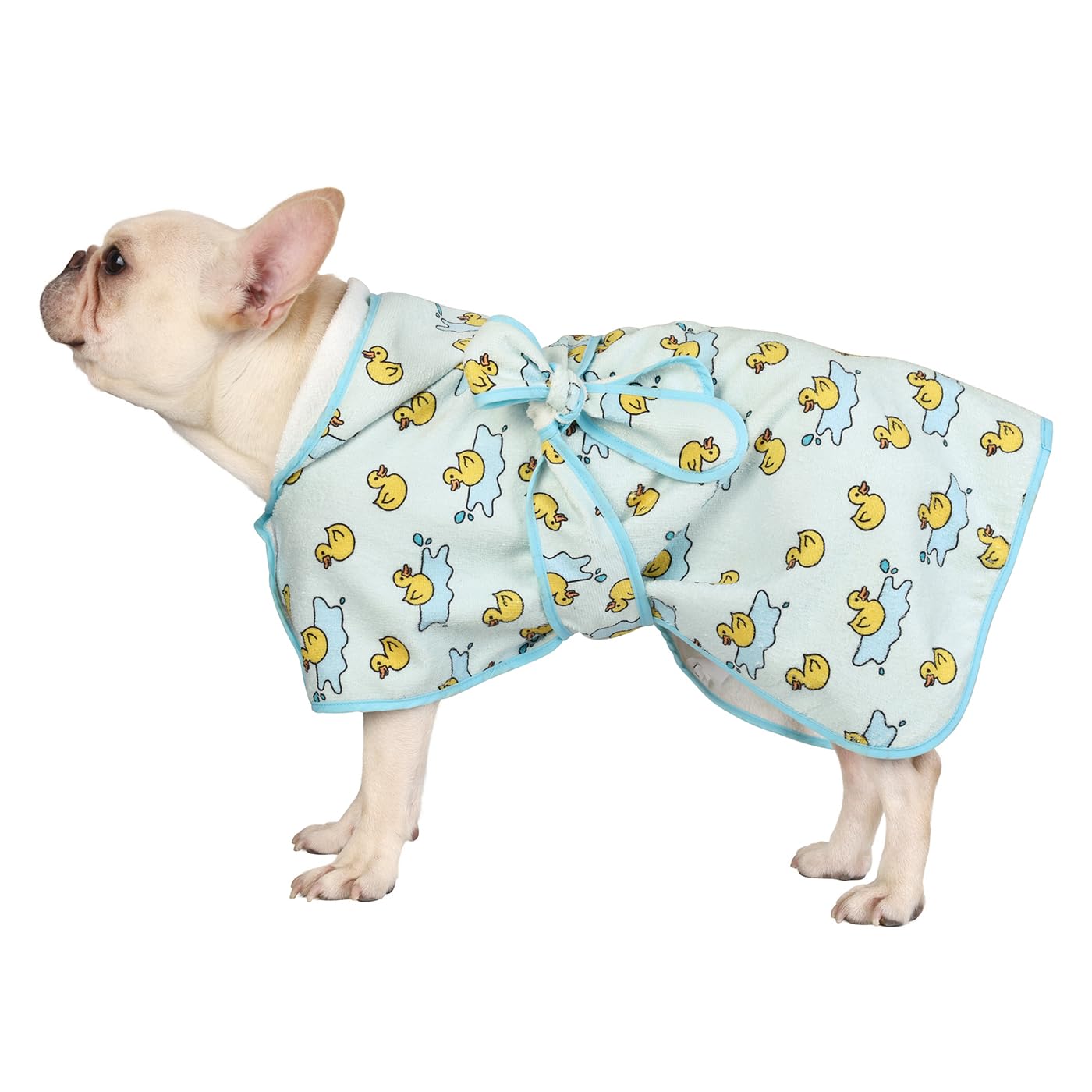 Hde Dog Bathrobe Super Absorbent Quick Drying Towel With Hood For All Dog Breeds Sizes S-Xxl - Rubber Duck Puddles - M