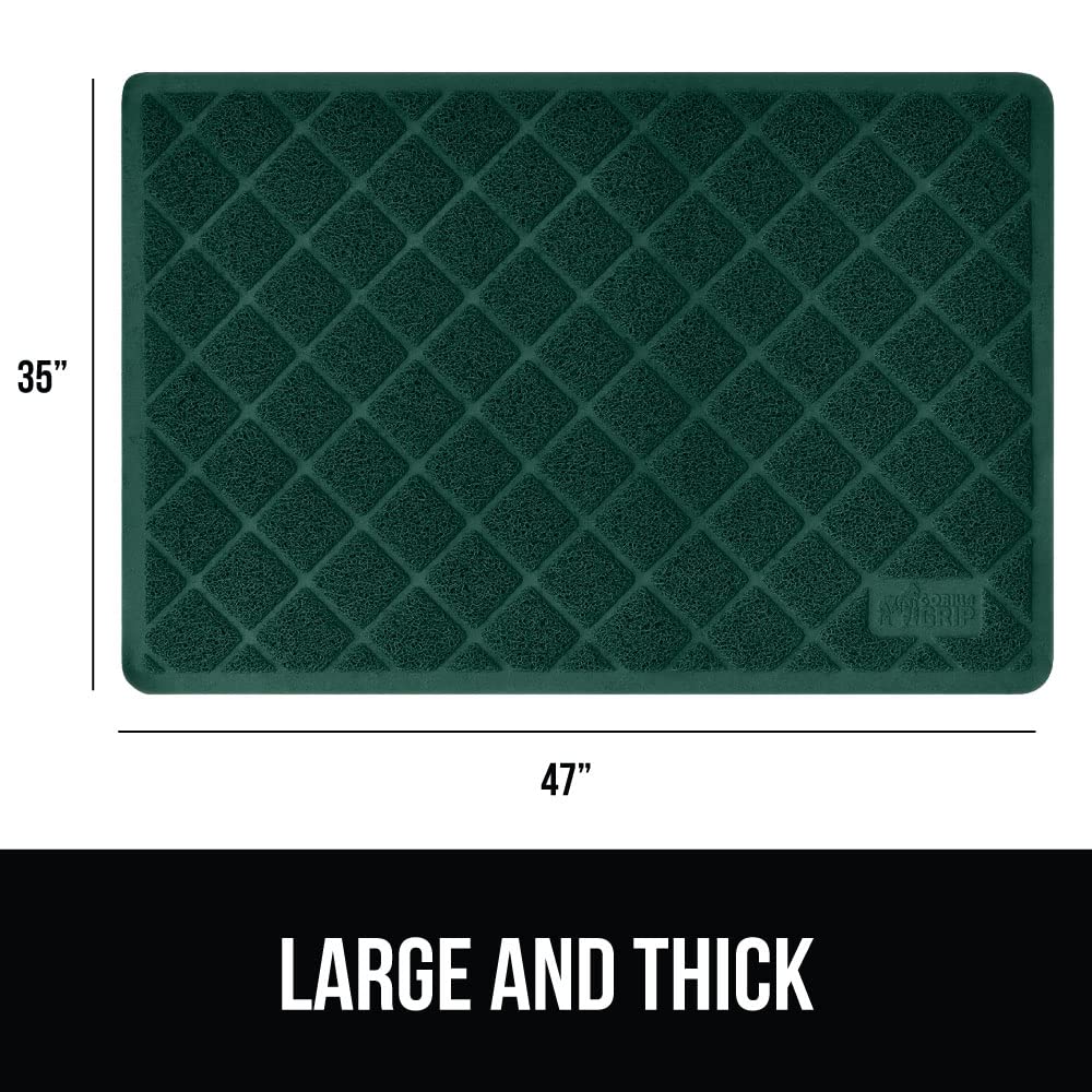 Gorilla Grip Thick Cat Litter Trapping Mat, 47X35, Less Waste, Traps Mess From Box For Cleaner Floors, Stays In Place For Cats, Soft On Paws, Easy Clean, Jumbo Size, Durable Backing, Hunter Green