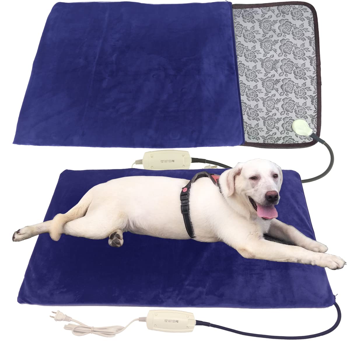 Pet Heating Pad Large Dog Cat Heated Bed Mat 34X21 Inch Dog Heating Pad With Soft Washable Cover Electric Heating Pad Keep Pets Warmer Water Resistant Chew Resistant Cord