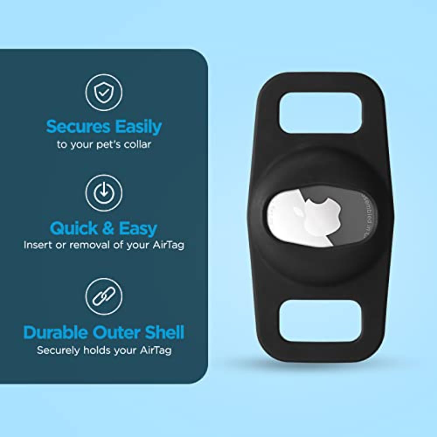 Case-Mate Airtag Dog Collar Holder - Water Resistant Airtag Holder Tag - Lightweight, Protective Airtag Case For Dog Collar - Pet Collar Airtag Loop - Compatible With Cat/Dog Collars - Black