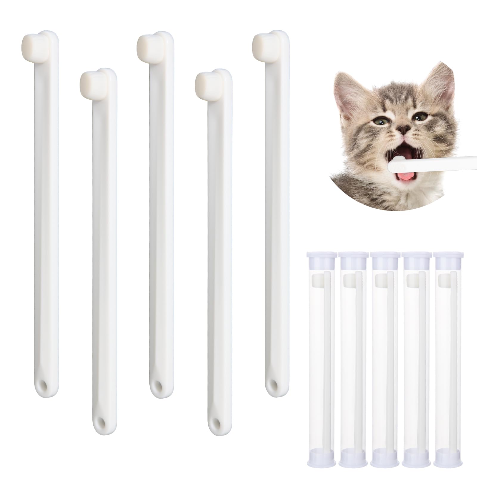 Newday Small Dog & Cat Toothbrush 5 Set, Micro Nano Bristles to Clean pet Teeth Toothbrushes, Puppy Dogs Pet Tooth Cleaning Kit 
