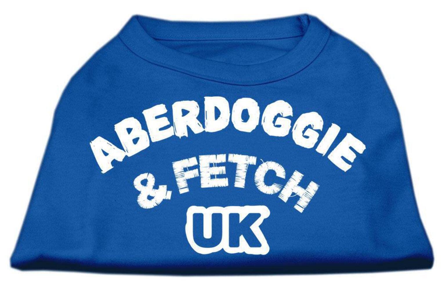 Pet Dog & Cat Shirt Screen Printed, 'Aberdoggie And Fetch Uk' Baby Blue Xl (14-20 Lbs.)