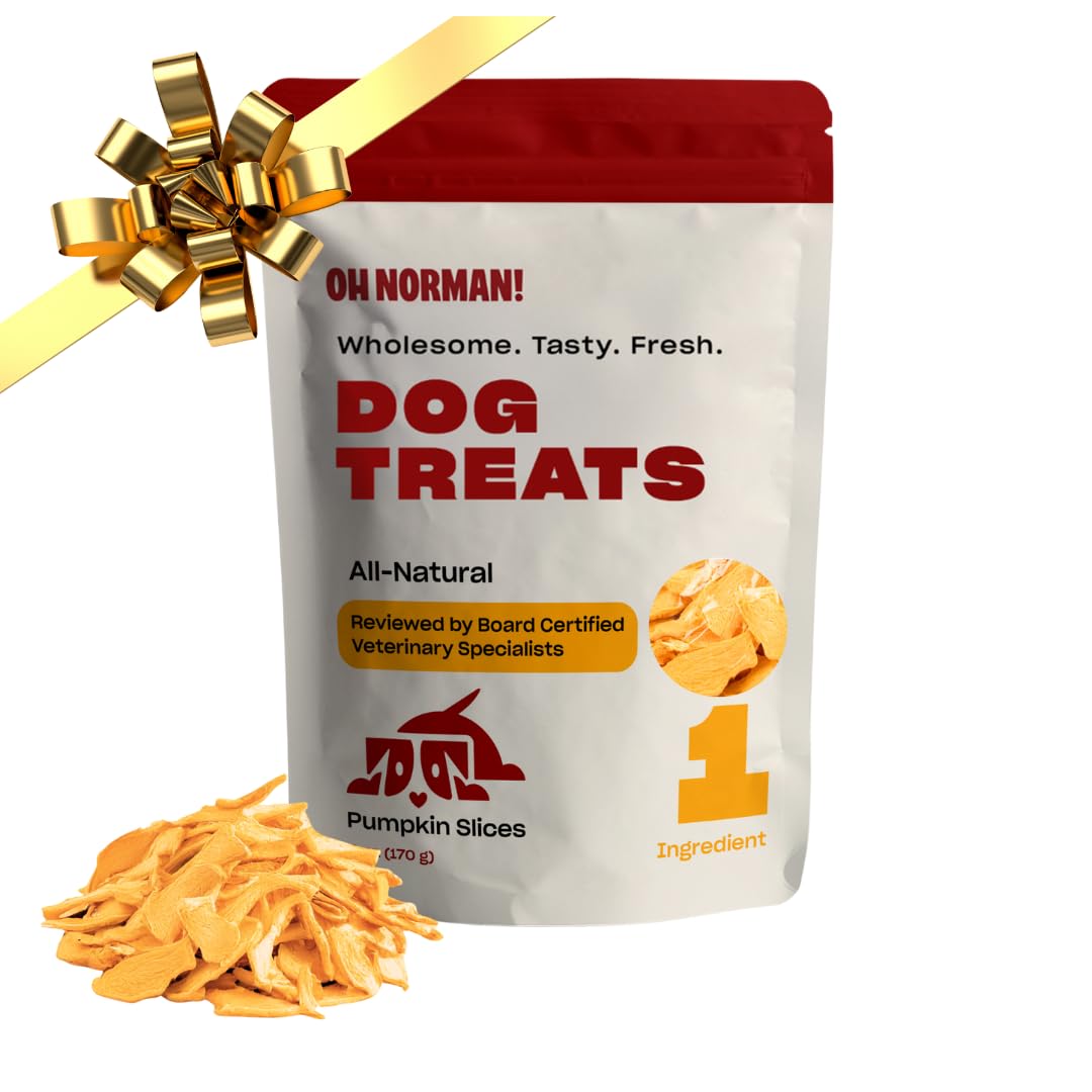 OH NORMAN! Single Ingredient Pumpkin Dog Treats, Healthy & Air Dried, 6 Oz, Ethically Sourced in Canada, Beige