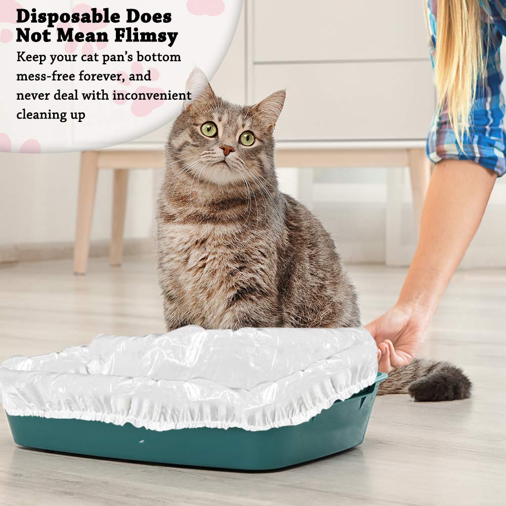 Alfapet Kitty Cat Litter Box Disposable, Elastic Liners- 12-Count-For Medium And Large, Size Litter Pans- With Sta-Put Technolog