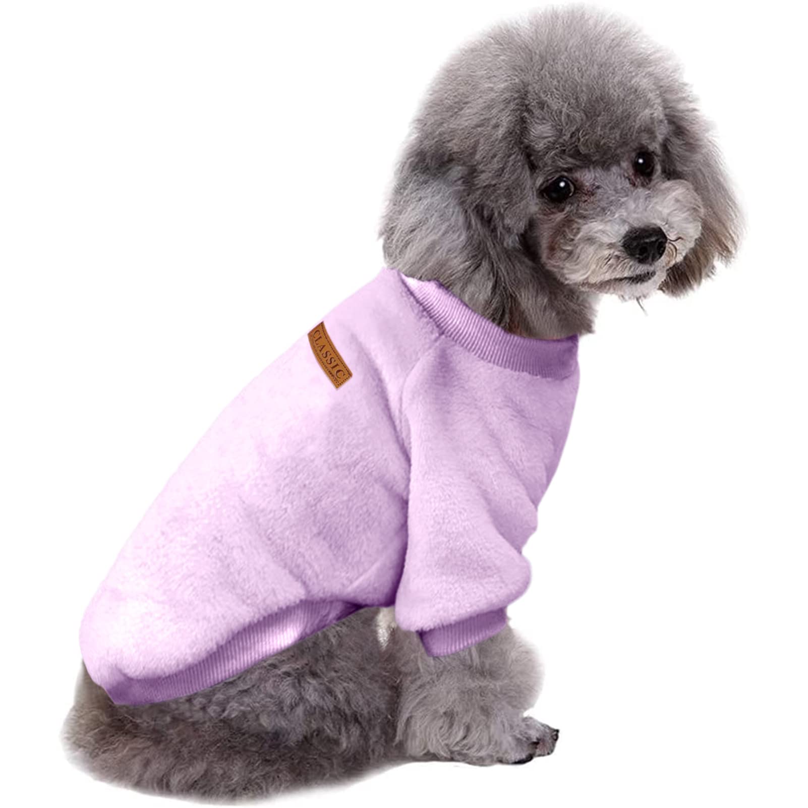 Jecikelon Pet Dog Clothes Dog Sweater Soft Thickening Warm Pup Dogs Shirt Winter Puppy Sweater For Dogs (Z01-Purple, Small)