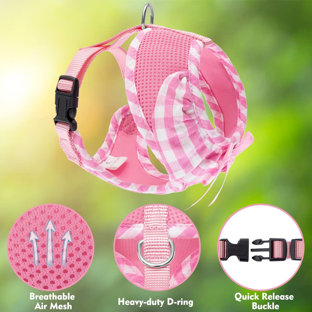 Expawlorer Small Dog Harness Girl - Cute Dog Harness For Female Dogs, Soft Mesh Breathable Vest Harness With Lovely Ribbon For Puppies, Easy Adjustable Step-In Female Dog Harness For Outdoor Walking
