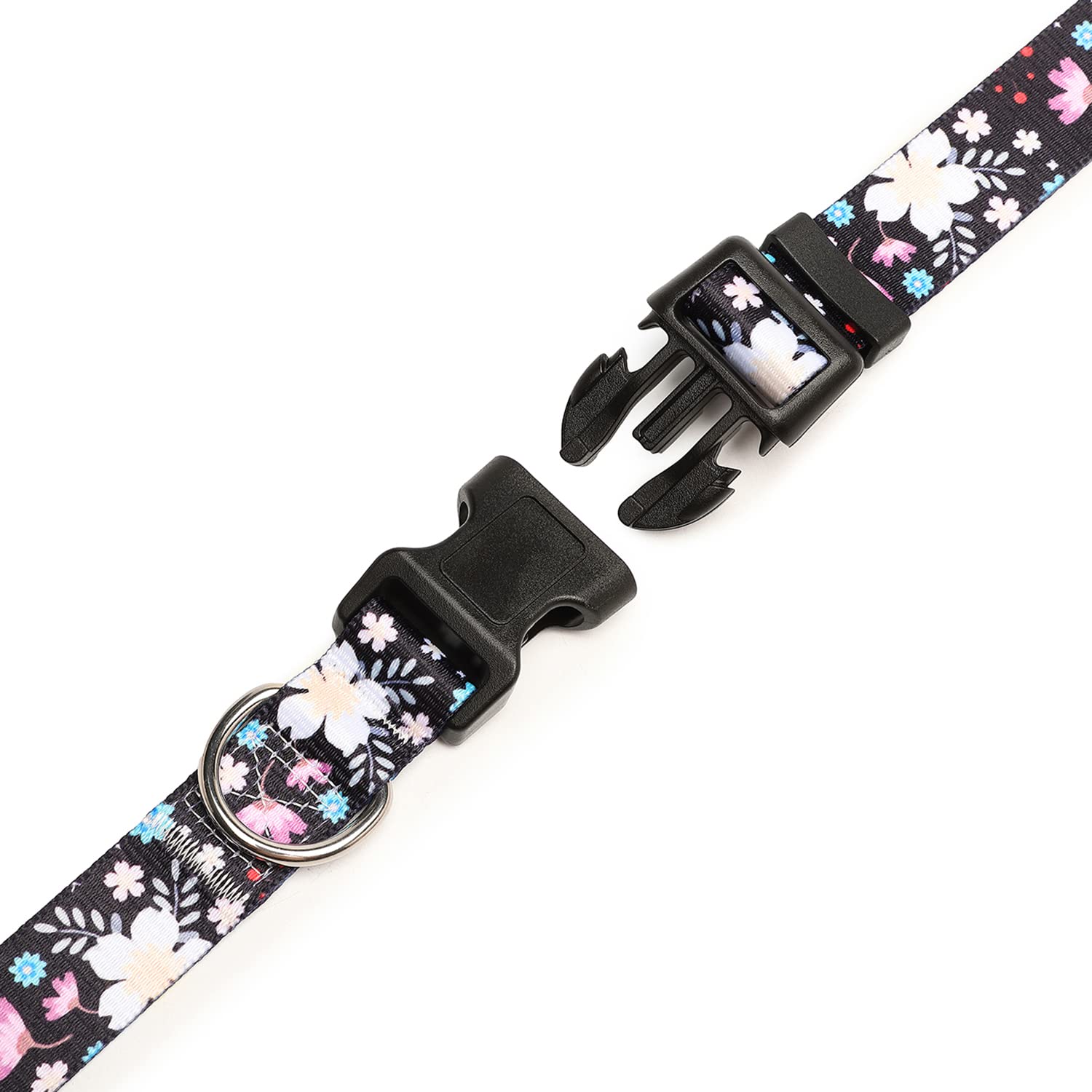 Mercano Adjustable Dog Collar - Special Design Patterns, Soft Nylon Comfortable Durable Pet Collar For Small Medium Large Dogs (S, Floral White)