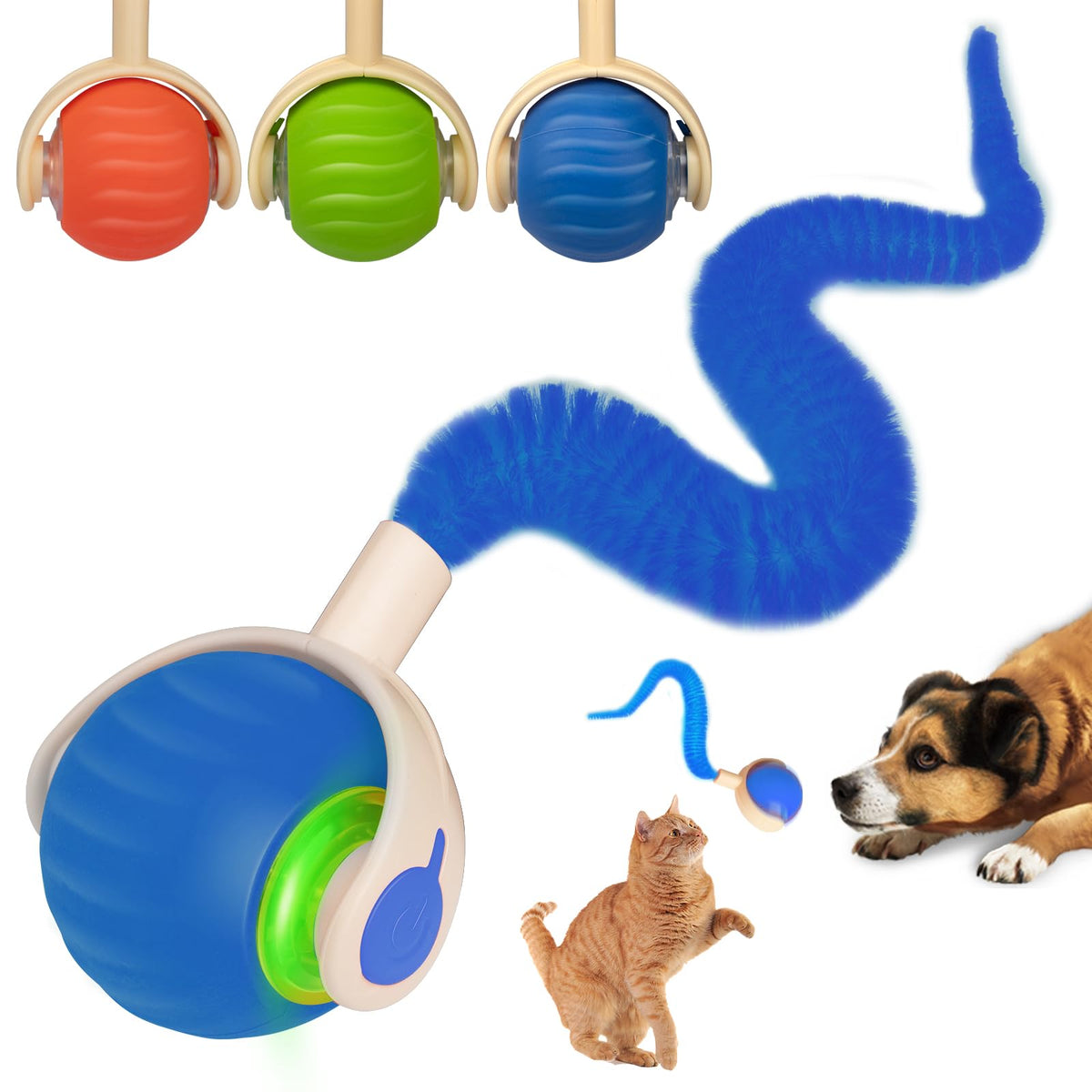 Acitmllc 2025 New Interactive Cat Toy, Automatic Moving Cat Ball Toy With Tail, Rechargeable Smart Chase Pet Toy Ball, Stimulati