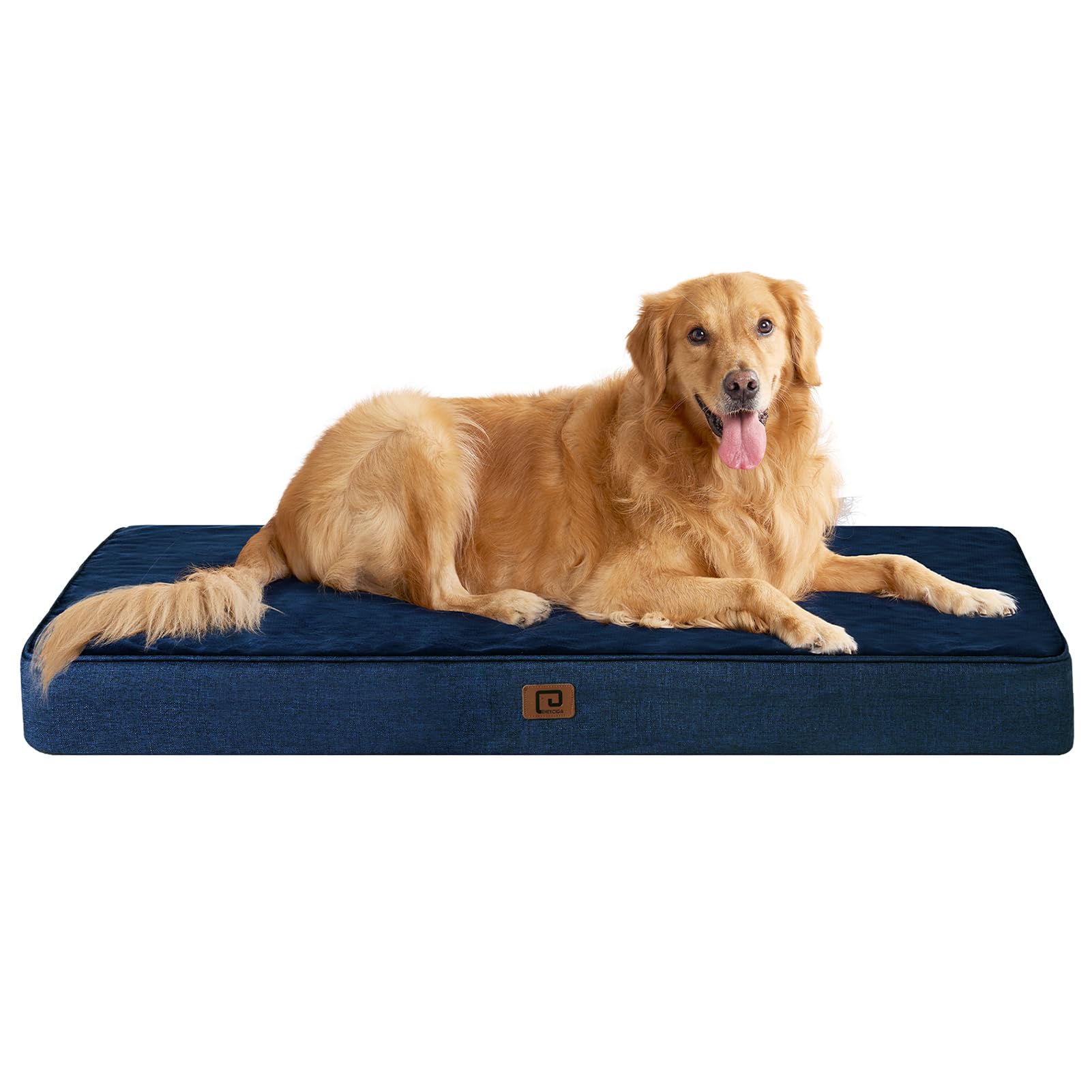 Eheyciga Orthopedic Memory Foam Dog Beds For Extra Large Dogs With Removable Waterproof Liner, Navy, 41X27