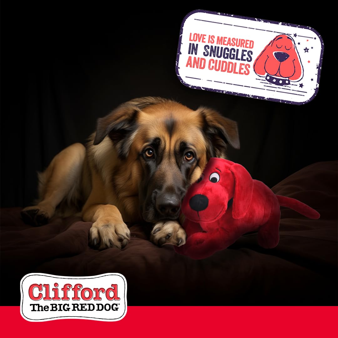 Clifford Plush Dog Toy - Snuggle Buddy for Medium to Large Dogs, 14" Cozy Stuffed Animal with Squeakers, Crinkle - CPSB01, Medium Color