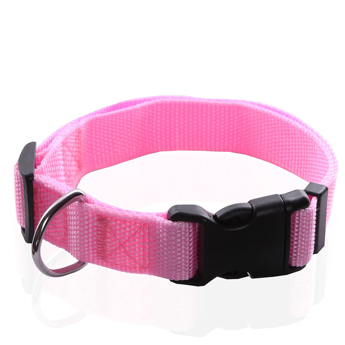 Adjustable Nylon Dog Collar, Durable Pet Collar 1 Inch 3/4 Inch 5/8 Inch Wide, For Large Medium Small Dogs (M(3/4' X 14-21'), Pink)