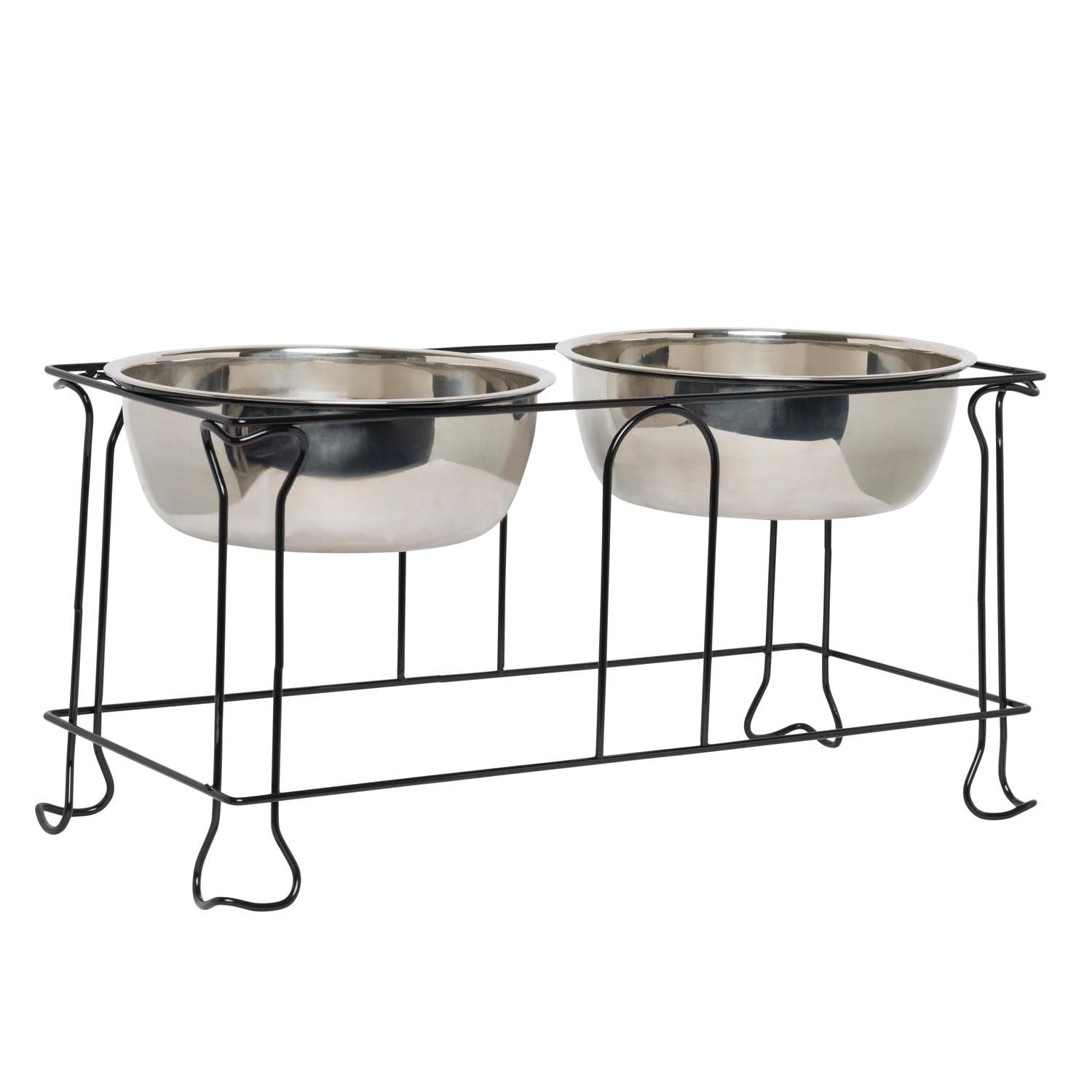 YML 10-Inch Wrought Iron Stand with Double Stainless Steel Feeder Bowls