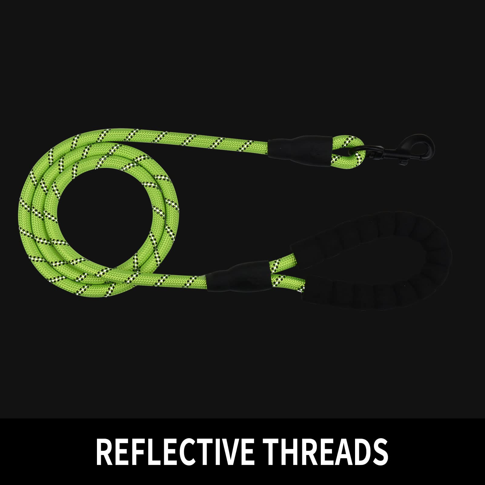 Panykoo 5/6 Ft Strong Pet Dog Leash With Soft Padded Handle,Highly Reflective Rope For Night Walking,360-Degree Rotating Metal B