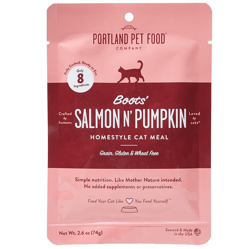 Portland Pet Food Company Boots Salmon N Pumpkin Cat Meal, Gluten Free, 2.6 Ounce (Pack of 12)