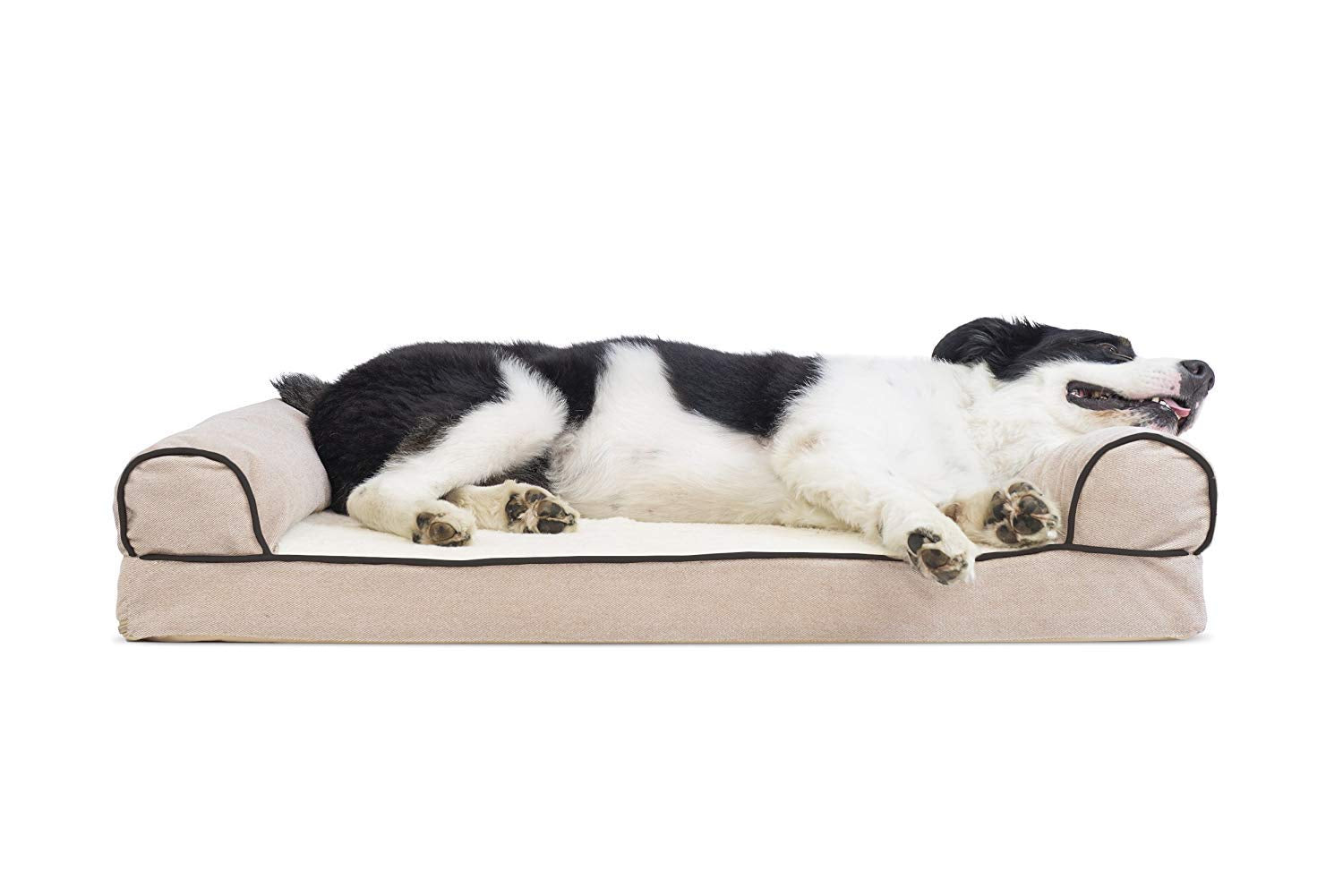 Furhaven Cooling Gel Dog Bed for Large/Medium Dogs w/ Removable Bolsters & Washable Cover, For Dogs Up to 55 lbs - Sherpa & Chen