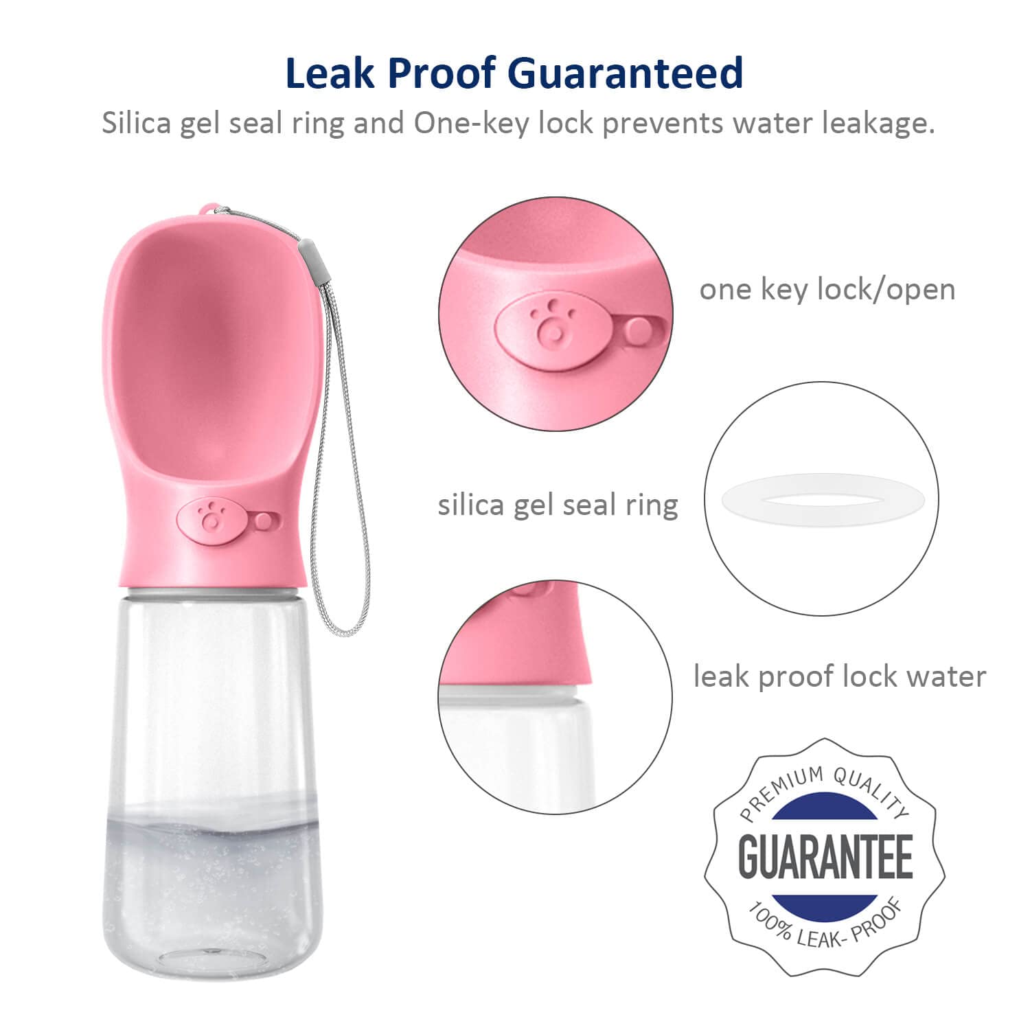 WePet Portable Dog Water Bottle with Food Container, 19 OZ + 6 OZ, Leak Proof Puppy Water Dispenser with Drinking Feeder for Pet