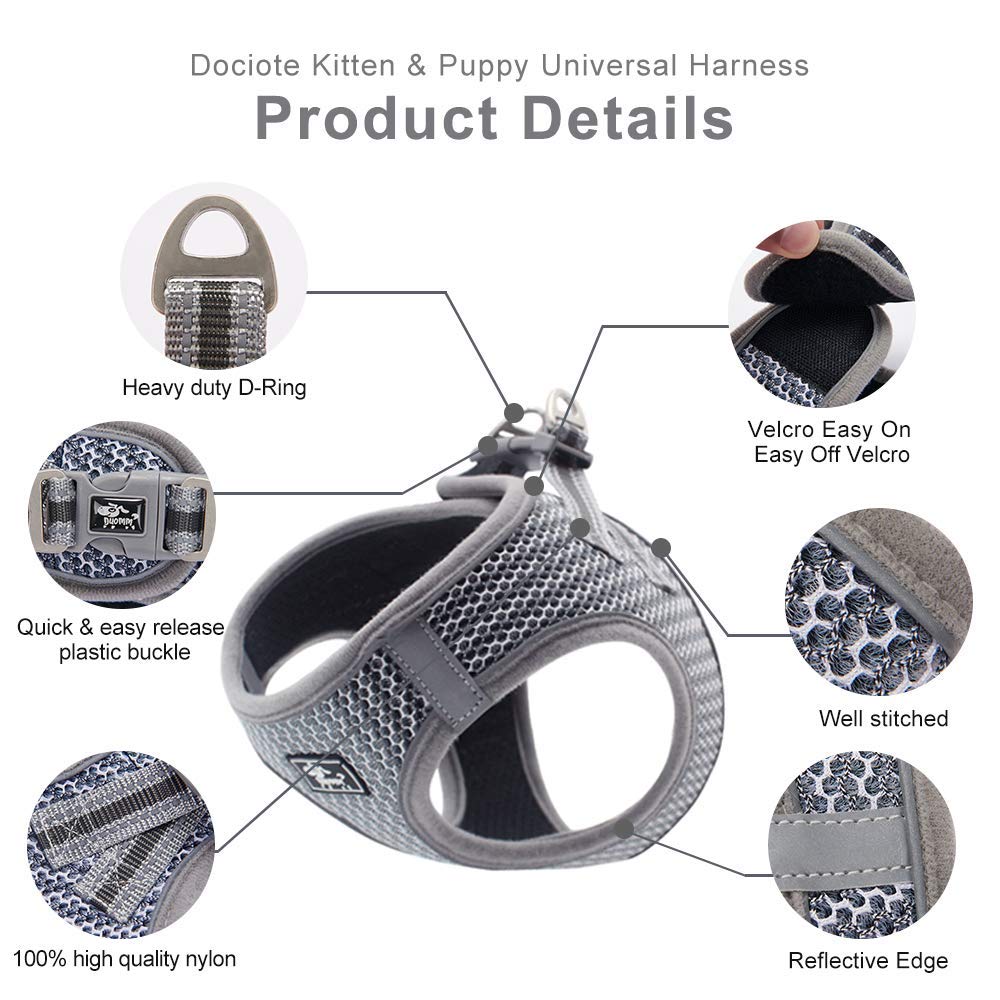 Dog and Cat Universal Harness with Leash - Cat Harness Escape Proof - Adjustable Reflective Step in Dog Harness for Small Dogs M