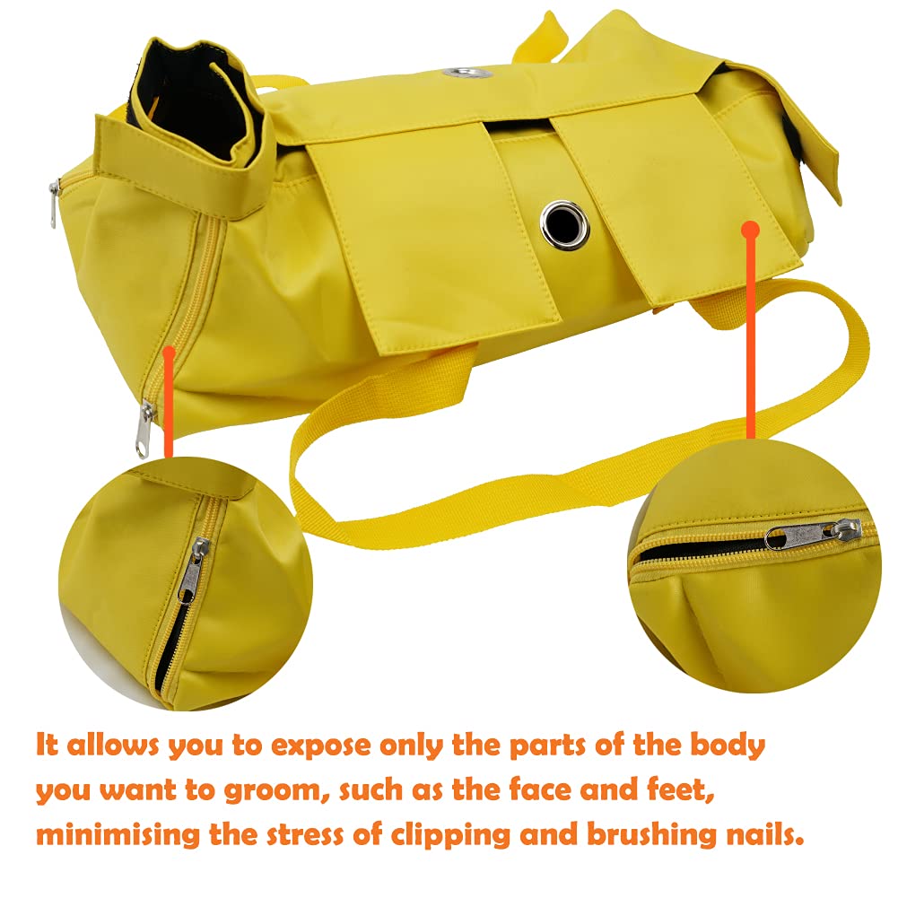 Kukaster Pet Cats Restraint Bag For Claw Care Nail Trimming Anti-Scratching Grooming Bag For Cats Medical Examination(Yellow-L