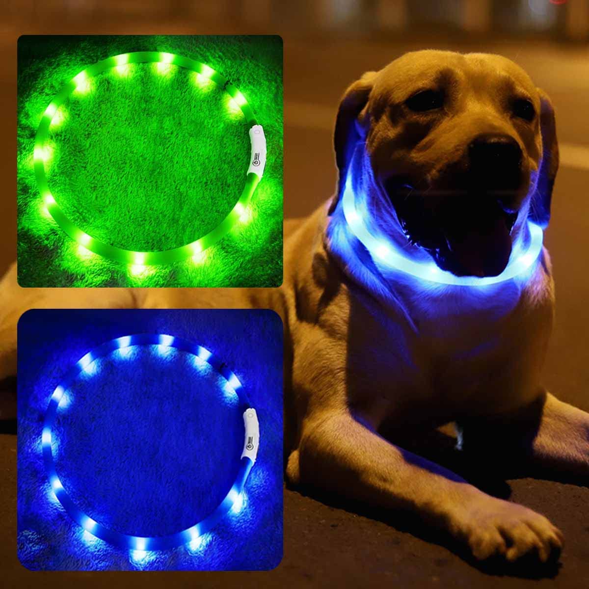 2 Pack Light Up Dog Collar For Night Walking, Rechargeable Glowing Dog Collars With 1640 Feet Of Visibility - Brightest Led Dog 