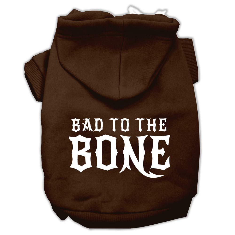Pet, Dog & Cat Hoodie Screen Printed, 'Bad To The Bone' Brown Lg (10-14 Lbs.)