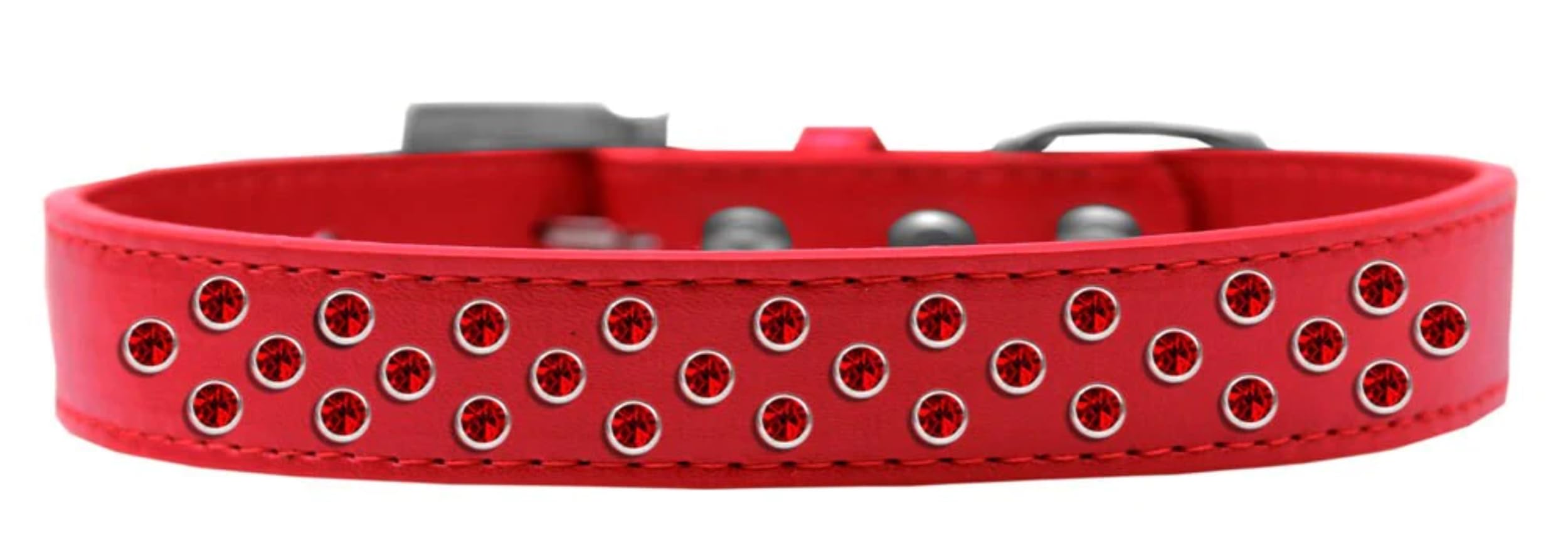 Dog, Puppy & Pet Fashion Collar, Red Crystal Rimsets Sprinkles White 16