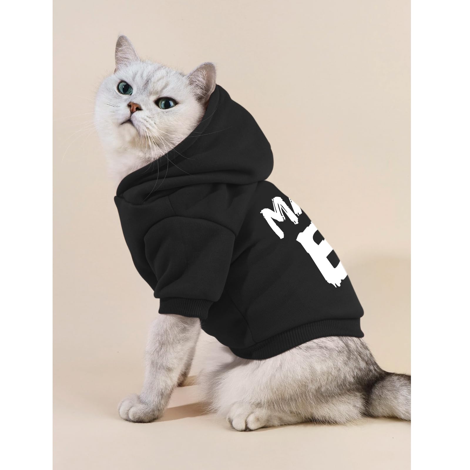 Cayxatiu Cat Hoodies For Cats Pet Puppy Clothes Dog Hoodie Mama'Boy Printed Hooded Sweatshirt For Small Medium Size Dogs(Black,L