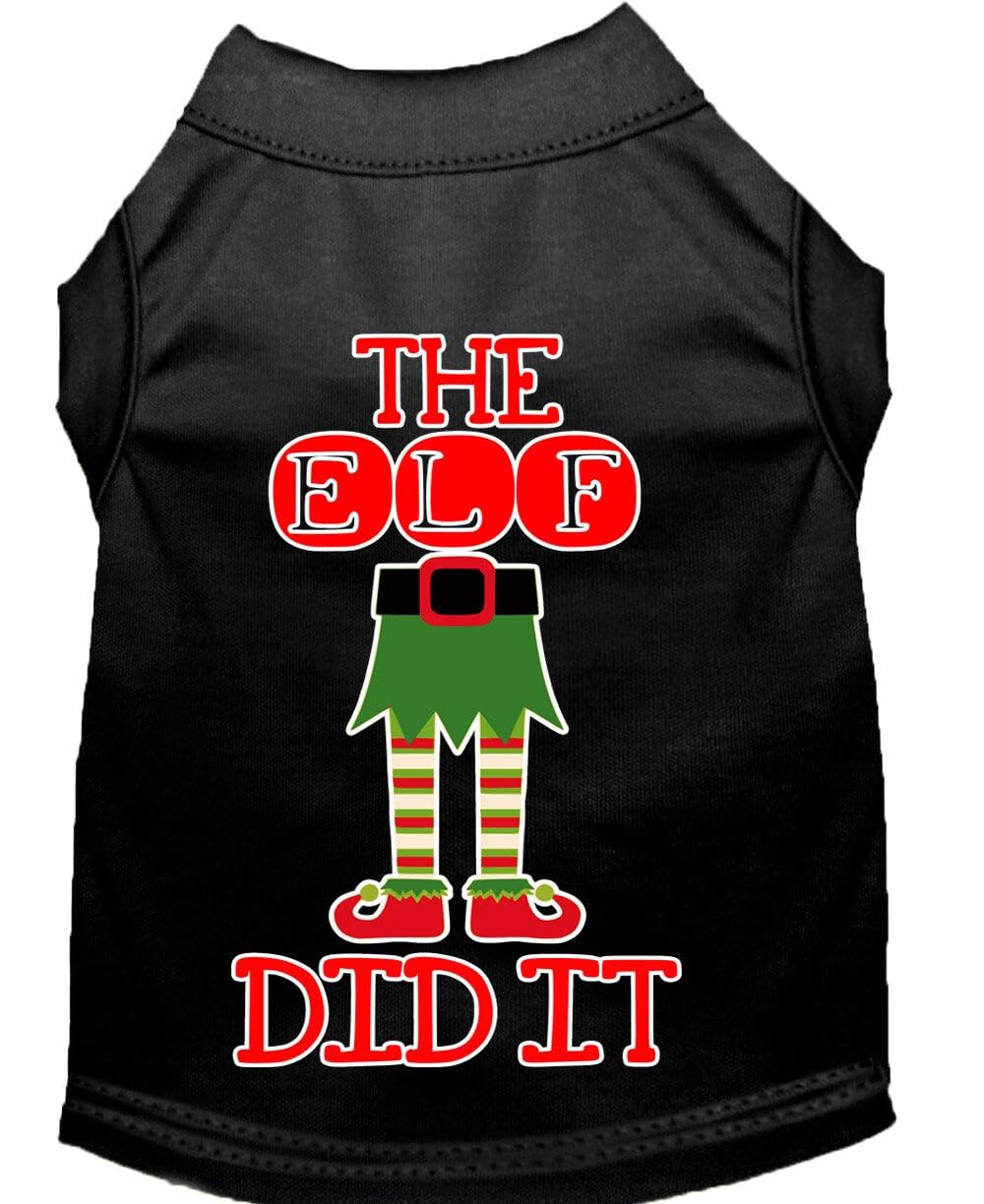 Christmas Pet Dog & Cat Shirt Screen Printed, &quot;The Elf Did It&quot; Bright Pink 2XL (20-25 lbs.)