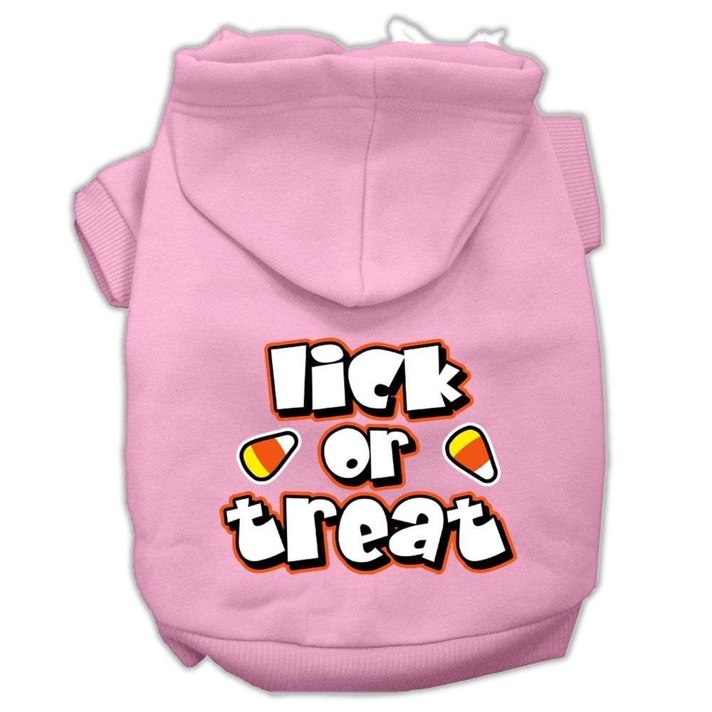 Halloween Pet, Dog & Cat Hoodie Screen Printed, 'Lick Or Treat' Light Pink Lg (10-14 Lbs.)