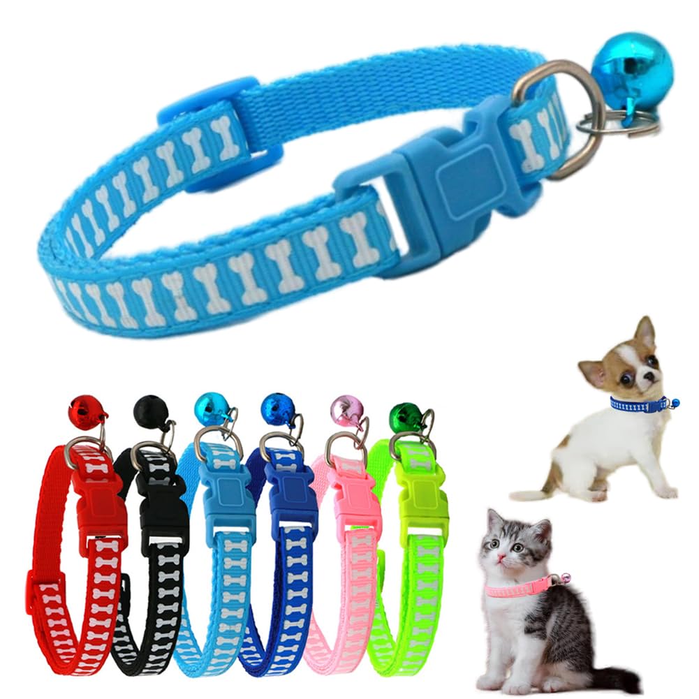 Xs Dog Collar With Bell, Soft Nylon Identification Blue Cat Collars With Bells For Xxs Xs Small Tiny Little Girl Puppy Collar Pe