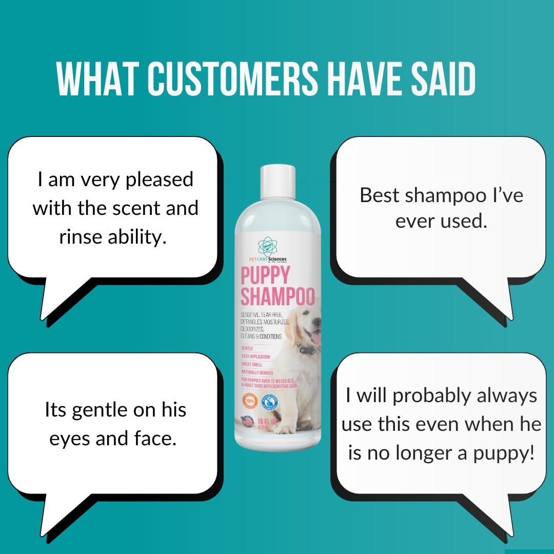 Pet Care Sciences 16 Fl Oz Tearless Puppy Shampoo And Conditioner - Anti Itch Dog Shampoo Sensitive Skin - Coconut Oil Oatmeal Pet Shampoo For Puppies