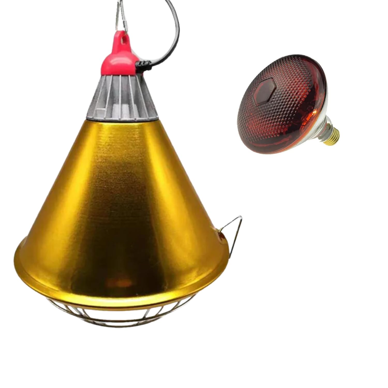 Ma poule express Heat Lamp Bulb with Aluminium Base - 2-Pcs Set of 8-inch Golden Base and 250W Infrared Light Bulb - Heating Sys