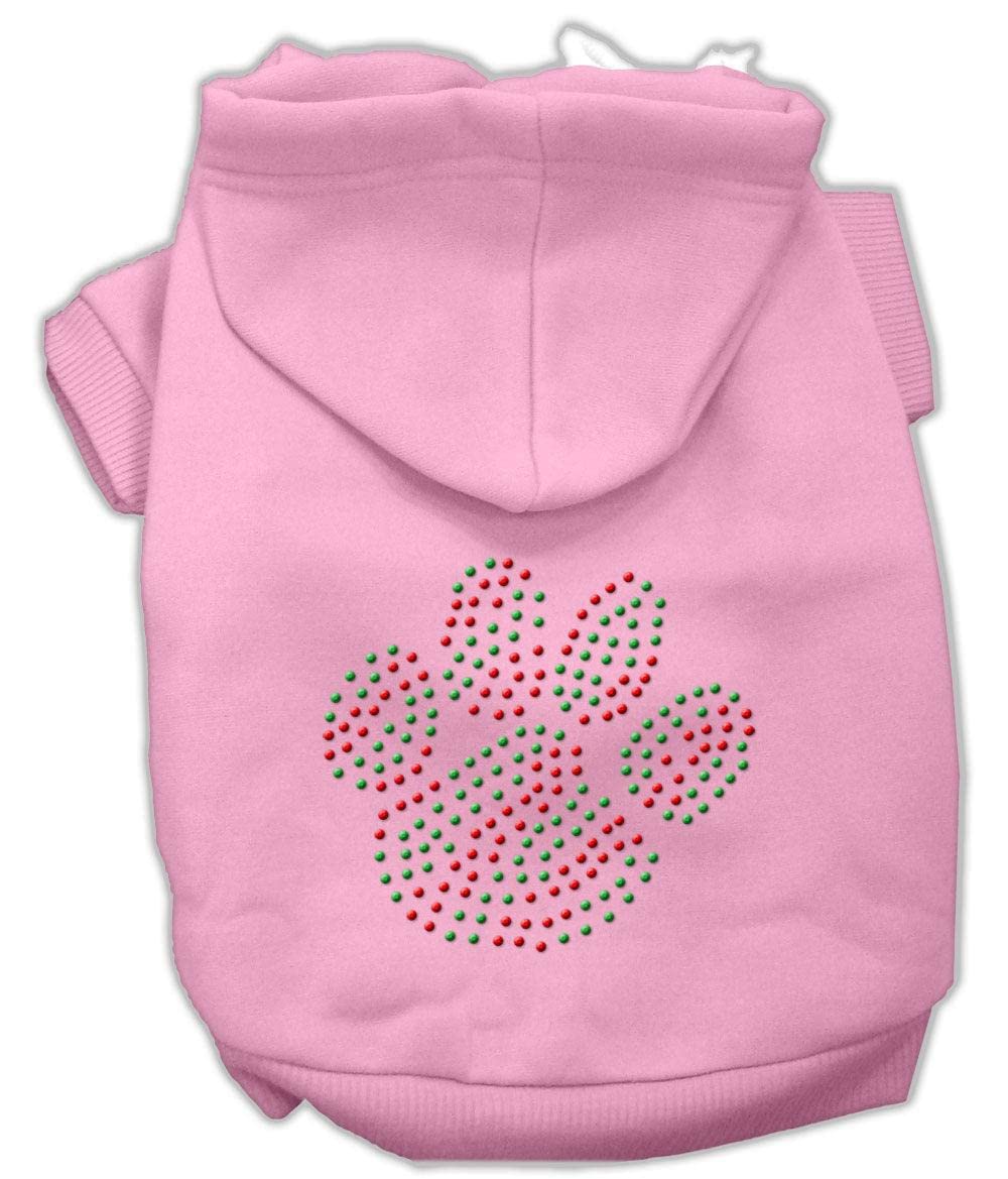 Christmas Pet, Dog & Cat Hoodie Rhinestone, &quot;Holiday Paw&quot; Cream LG (10-14 lbs.)