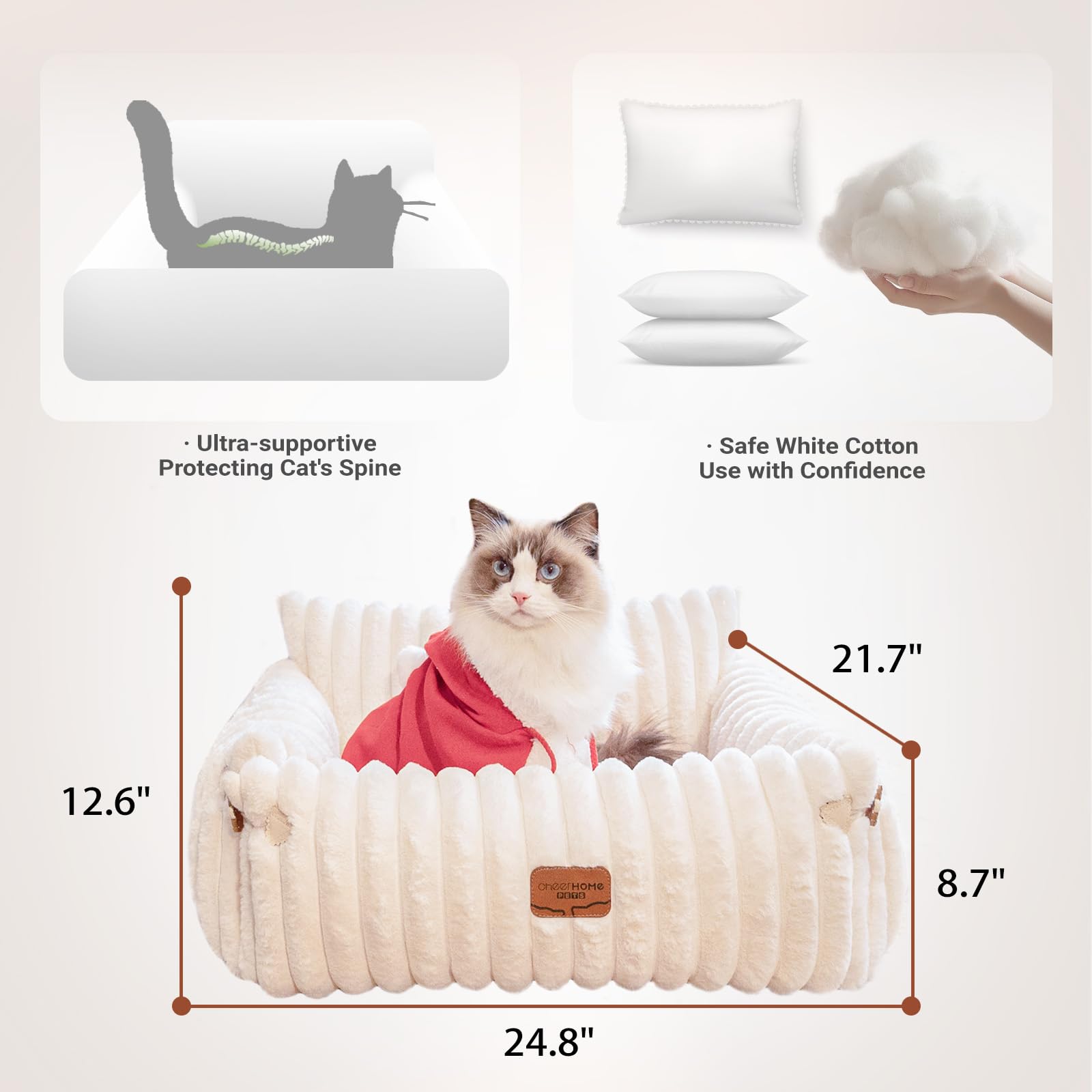 Cheerhome Pets Cat Couch Bed For Indoor Cats Fluffy Cat Sofa Recliner With Removable Washable Cover Cute Pet Lounge Suitable For