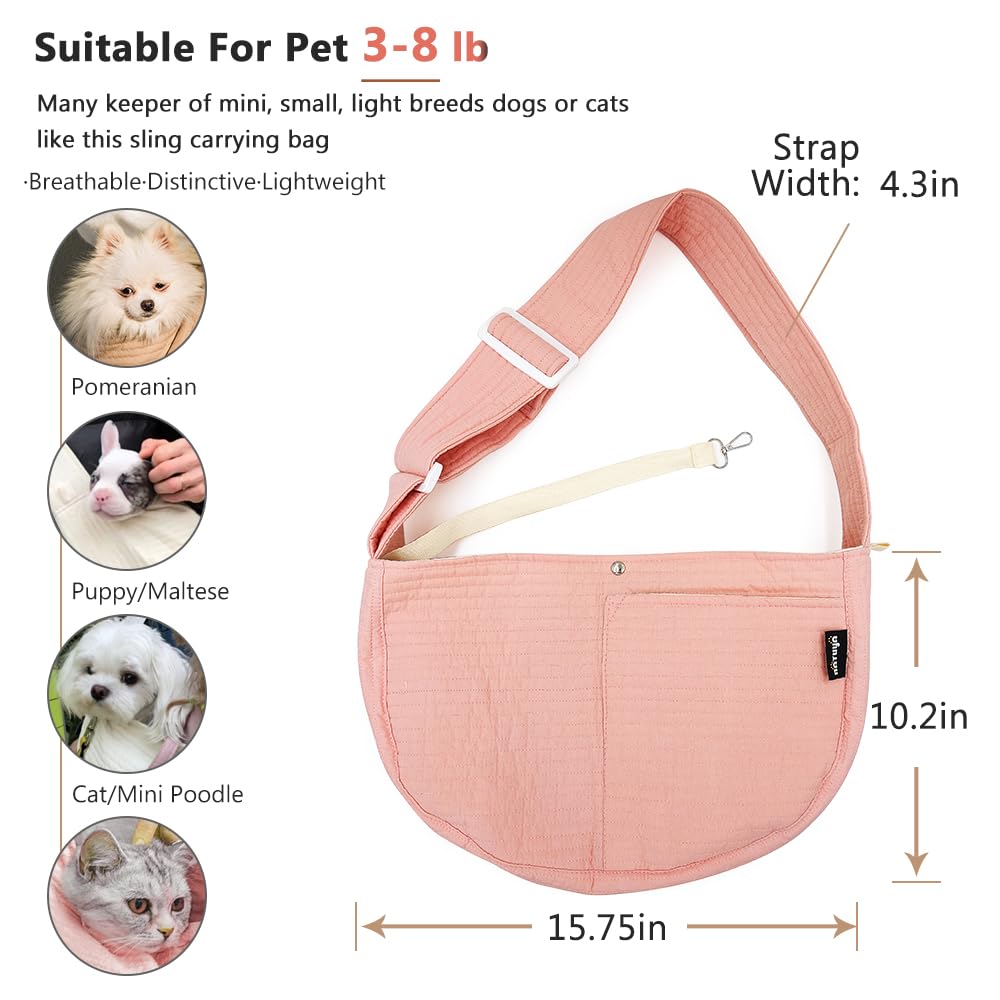 NATUYA Small Dog Carrier Sling, Adjustable Strap Lightweight Comfy Puppy Pouch, Hand Free Pet Dog Sling Walking Subway Travel To