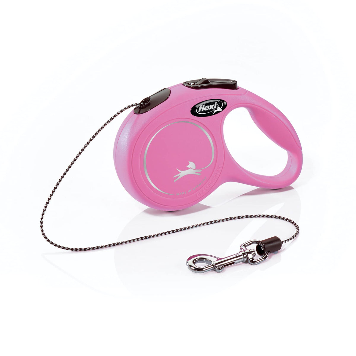 Flexi New Classic Cord Retractable Dog Leash For Small Dogs Up To 18 Lbs. – 10 Ft., Pink | Tangle-Free Pet Walking Leash With One-Handed Brake, Pause, Lock|German Quality Product