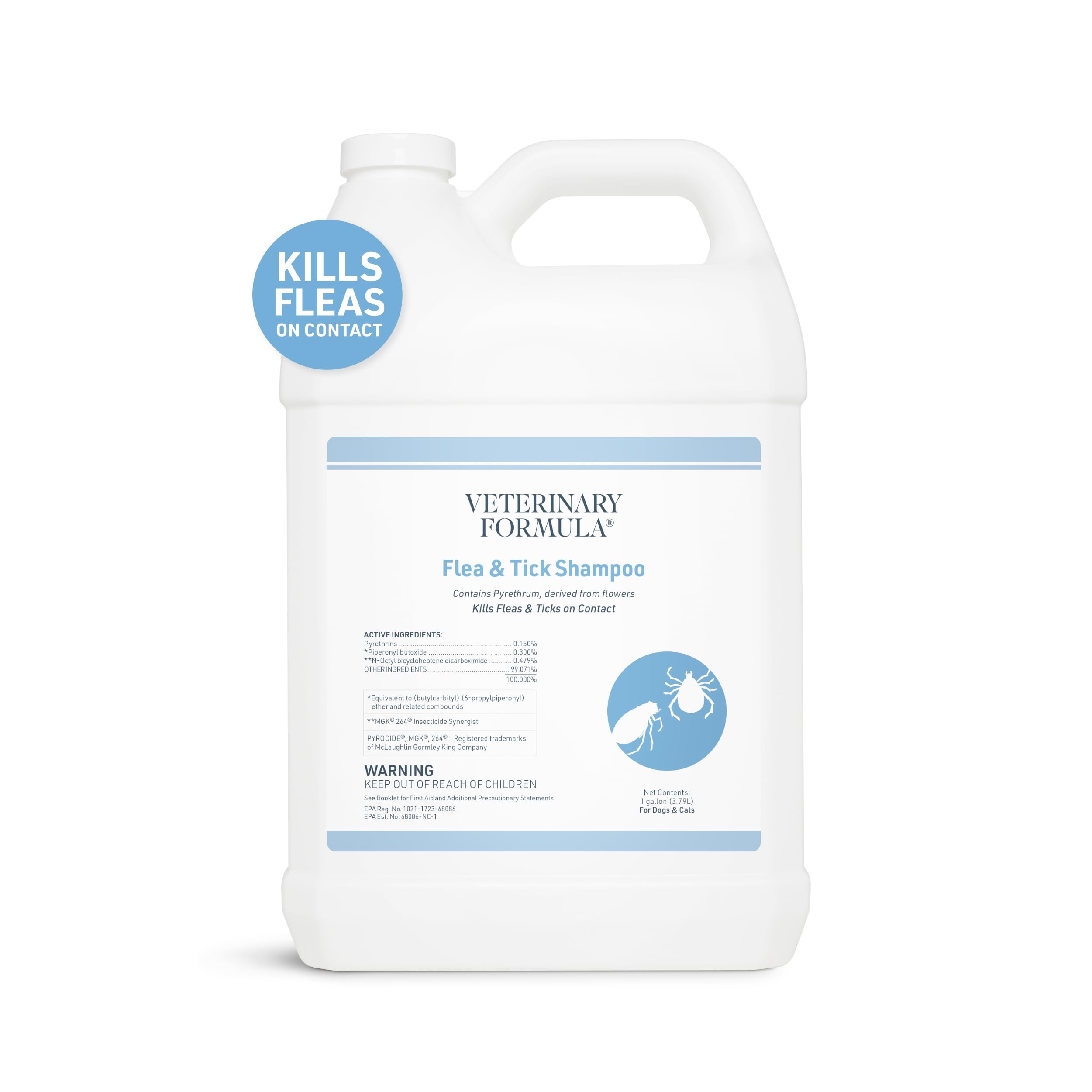 Veterinary Formula Flea And Tick Shampoo For Dogs And Cats, 1 Gallon - Dog And Cat Flea Shampoo With Pyrethrum To Kill Fleas, Ti