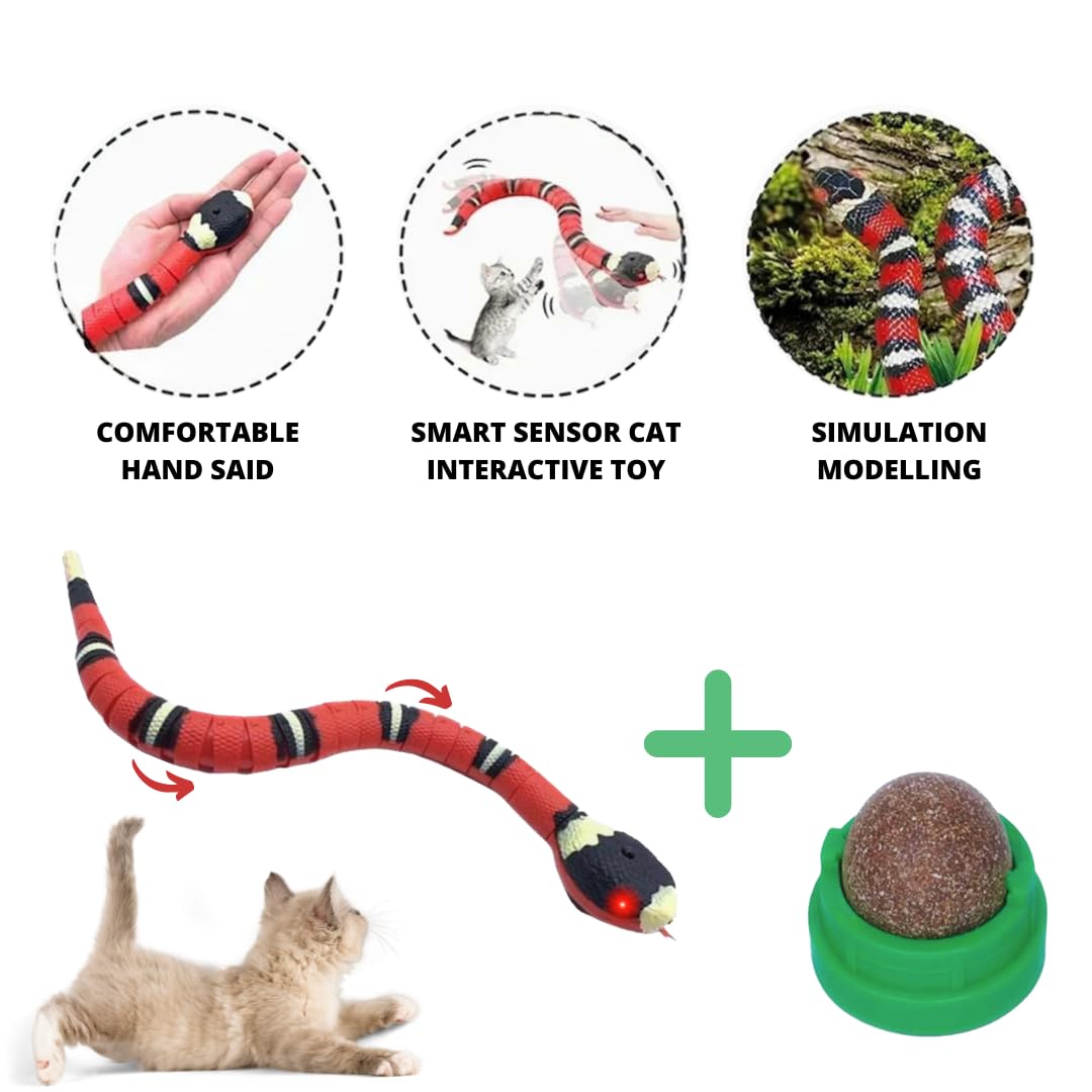 Interactive Electric Snake Cat Toy - Rechargeable Moving Robot For Bored Kittens & Adult Cats - Catnip-Infused Indoor Pet Toys F