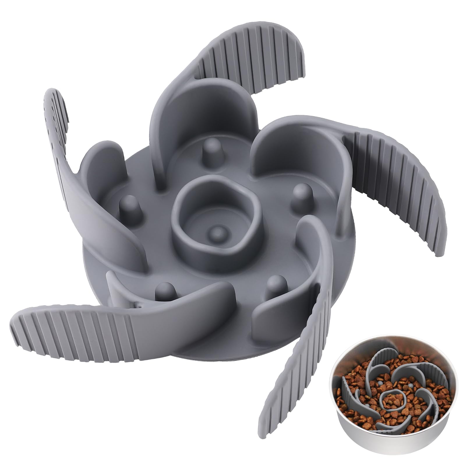 Mateeylife Cuttable Slow Feeder Dog Bowls Insert With Suction Cups For Medium & Large Dogs To Slow Down Eating- Fits Metal & Cer