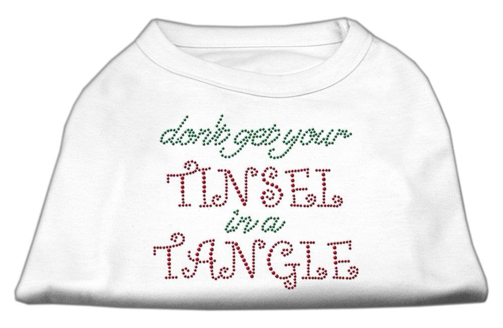 Christmas Pet Dog & Cat Shirt Rhinestone, 'Don'T Get Your Tinsel In A Tangle' White 2Xl (20-25 Lbs.)
