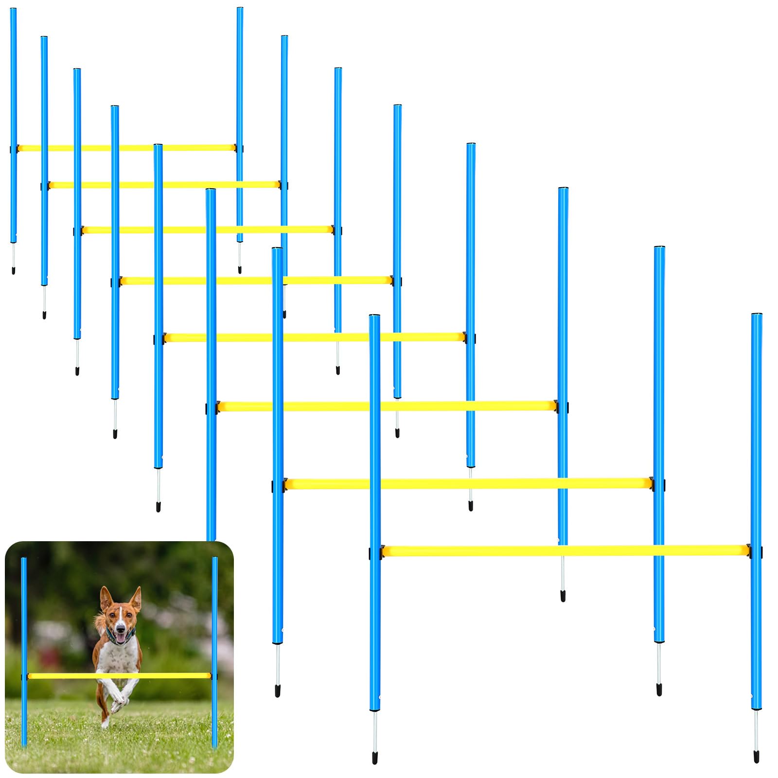 Hollowfly 8 Set Dog Agility Jump Adjustable Dog Agility Hurdle Training Equipment Portable Jumper Hurdle Park Indoor Outdoor Exe