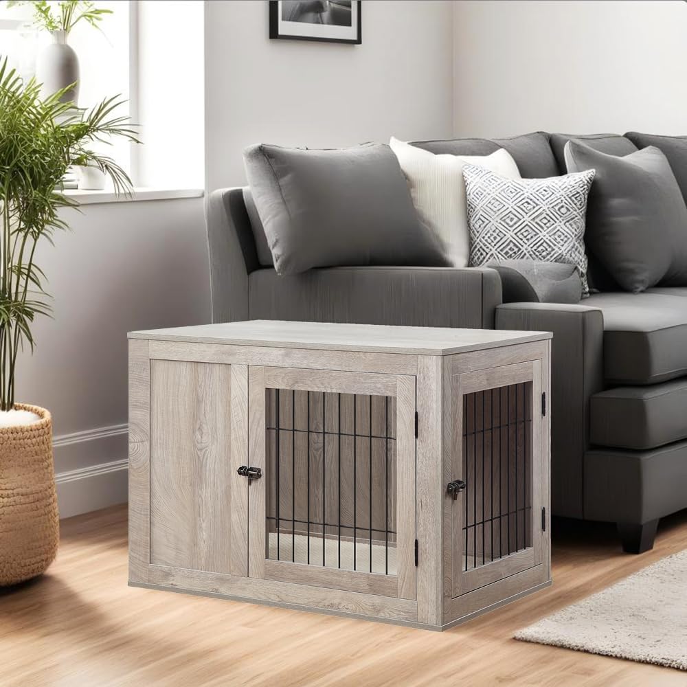 unipaws Furniture Style Dog Crate for Small Dogs, Indoor Aesthetic Puppy Kennel with Door, Modern Decorative Wood Wire Pet House