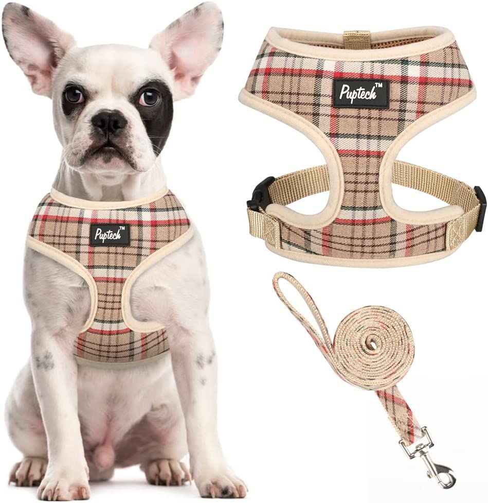 PUPTECK Soft Mesh Dog Harness - Comfort Padded Vest, No Pull, X-Small, Khaki, Model PUP22DHS01-XS-Bge