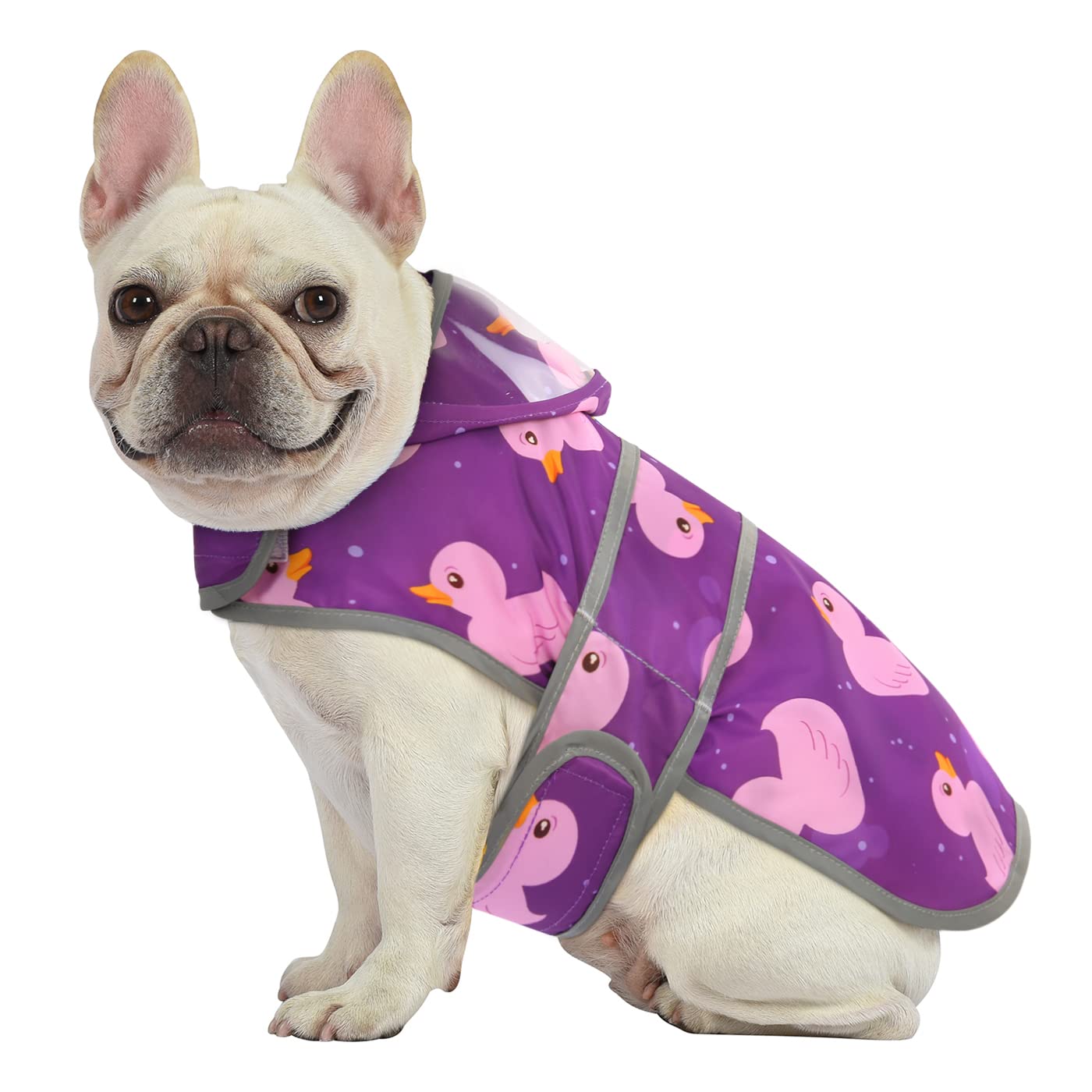 Hde Dog Raincoat With Clear Hood Rain Jacket Poncho For Small Medium Large Dogs Ducks Purple - M