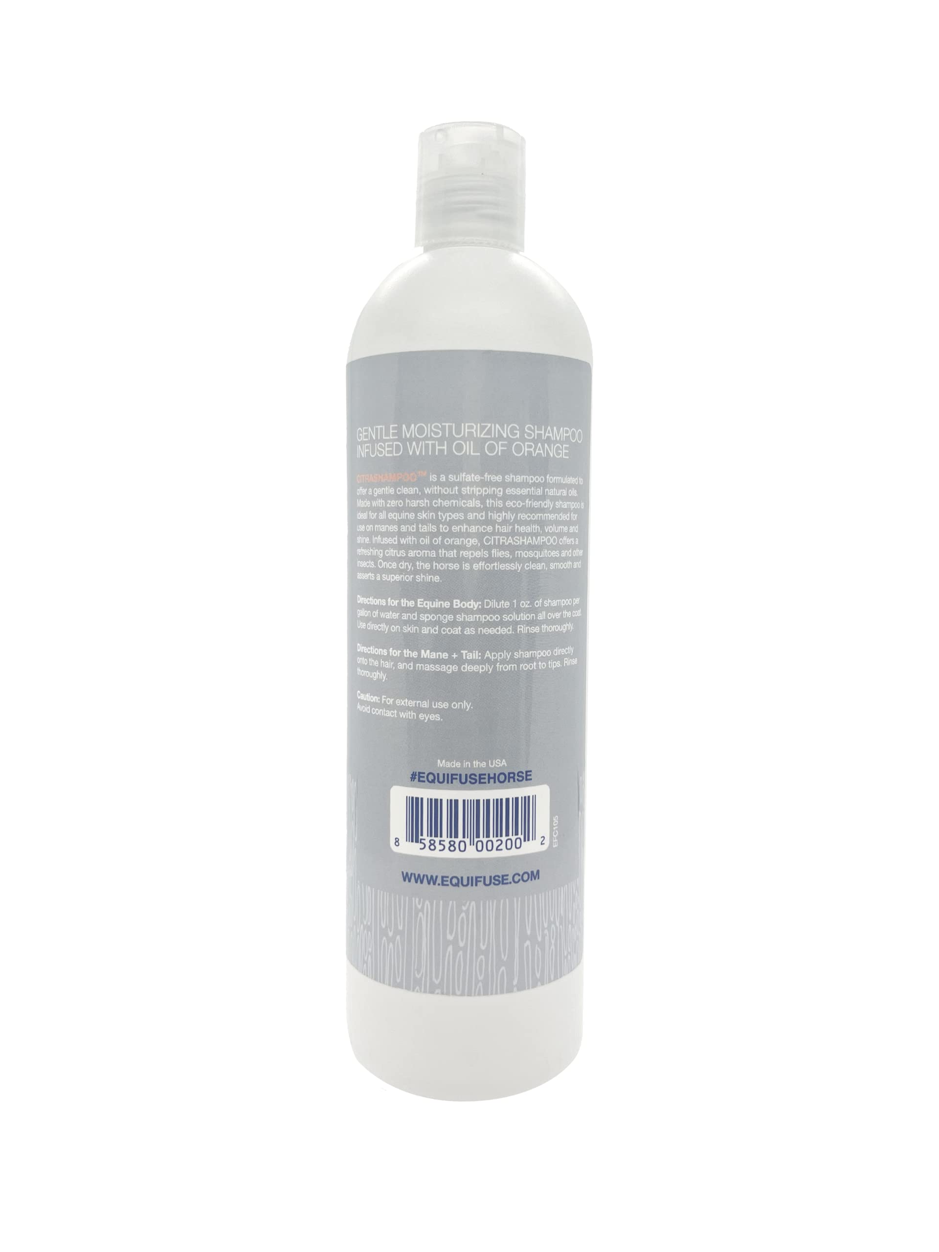 EquiFuse CitraFoam Sulfate Free, Plant Based Foaming Horse Shampoo, Promotes Gentle Clean and Hair Health that Fights Dryness, D