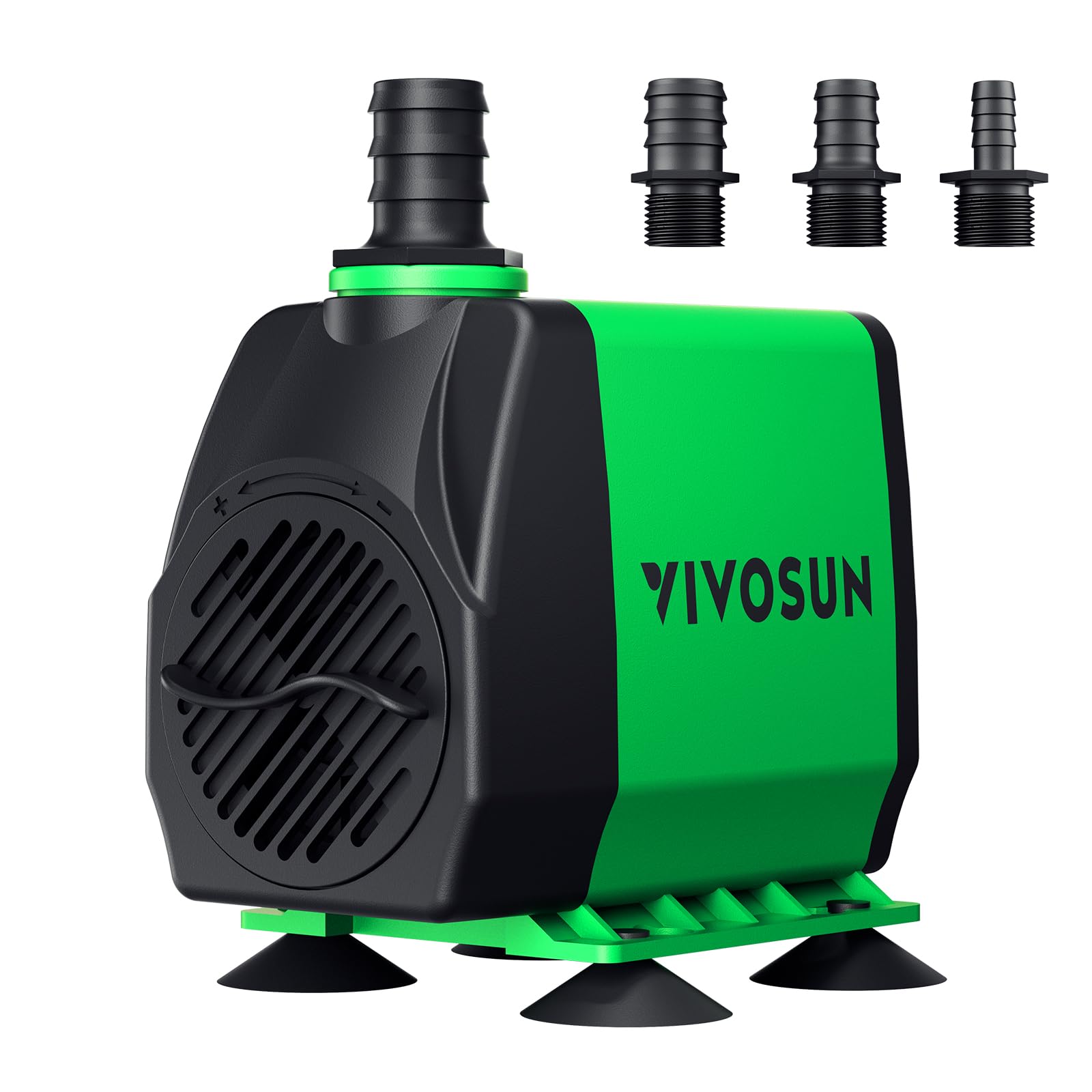 Vivosun 800Gph Submersible Pump(3000L/H, 24W), Ultra Quiet Water Fountain Pump With 10Ft. High Lift With 6.5Ft. Power Cord, 3 Nozzles For Fish Tank, Pond, Aquarium, Statuary, Hydroponics Green