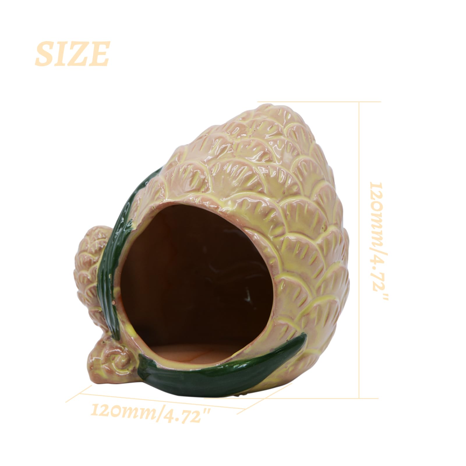 AnRui Ceramic Pinecone Aquarium Decor Hideaway Cute Mini House Betta Fish Tank Accessories Decoration Hideout Cave Ornament for